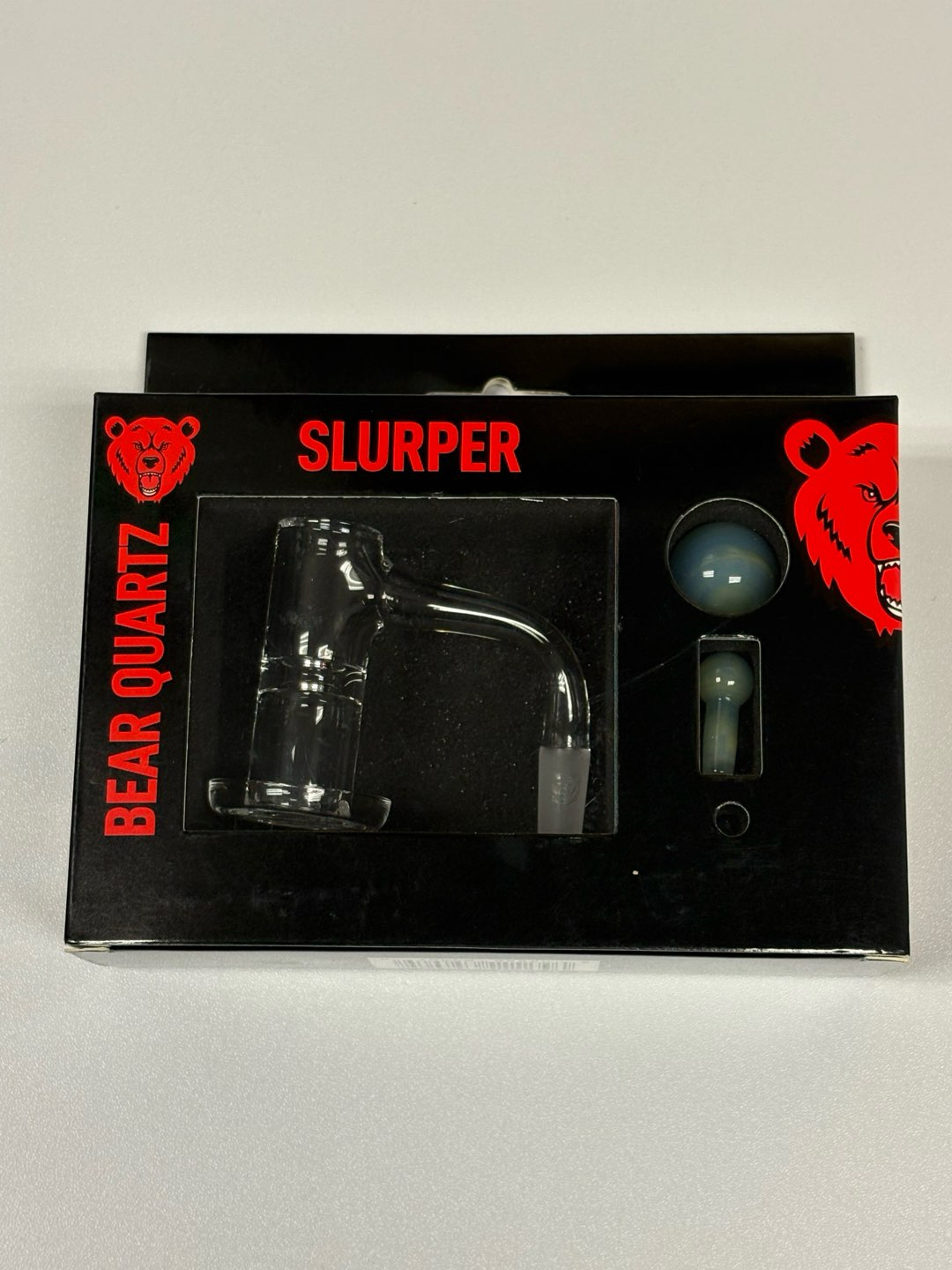 Preview pic of Bear Quartz Slurper set with marble set 10mm 90 degree angle Brand New