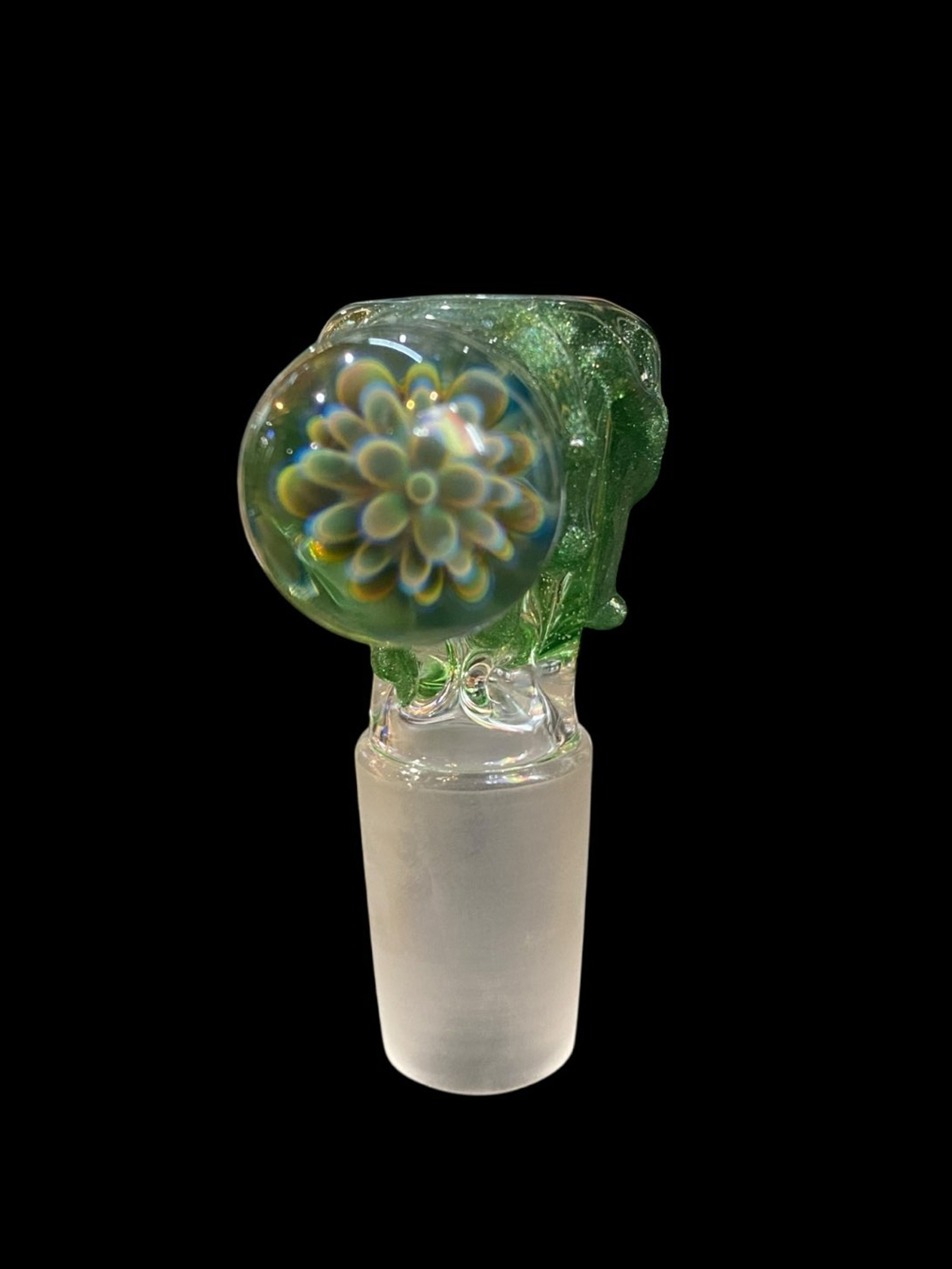 Preview pic of Mustard Glass Dychro pinched 18 mm slide with drips and marble