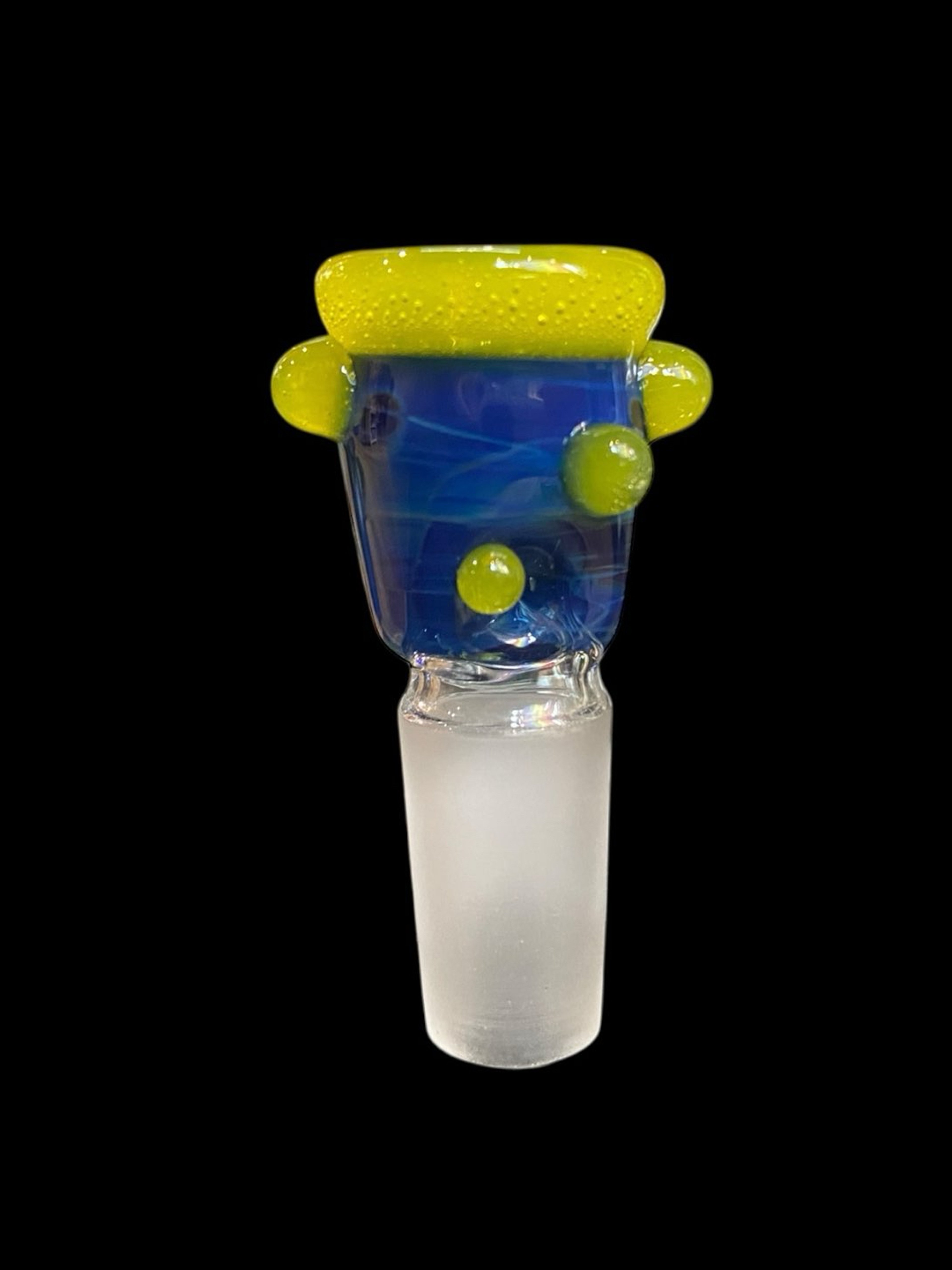 Preview pic of Mustard Glass Pinched 14mm Slide with Lipwrap & Dots