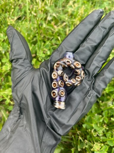 Preview pic of Mako Glass Puffco Pivot Mouthpiece | Tentical - Purple w/ Bronze
