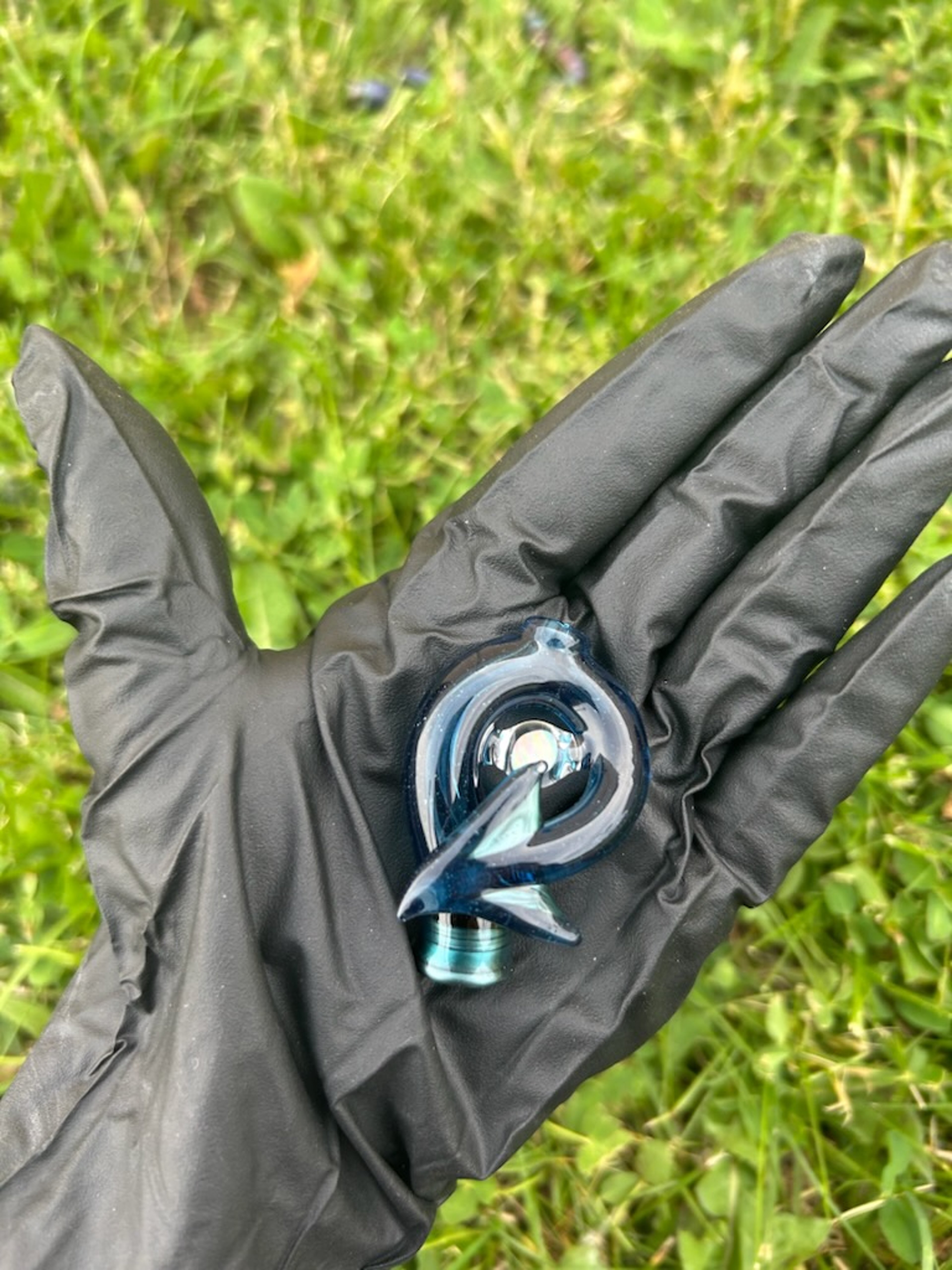 Preview pic of Mako Glass Puffco Pivot Mouthpiece | Dragon Tail - Blue w/ Opal