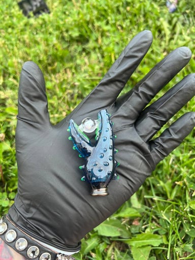 Preview pic of Mako Glass Puffco Pivot Mouthpiece | Opal Crab Claw - Blue