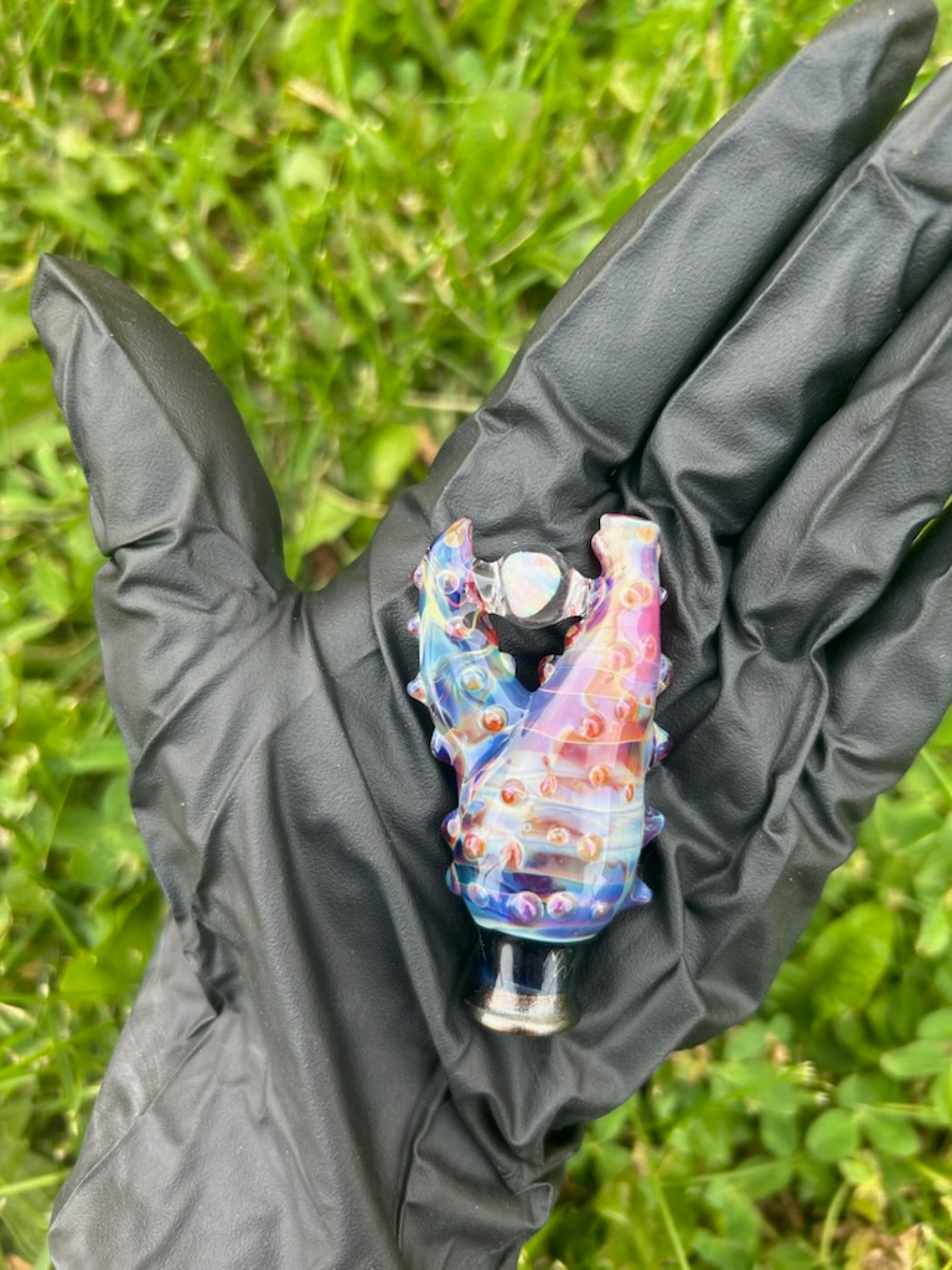 Preview pic of Mako Glass Puffco Pivot Mouthpiece | Opal Crab Claw - Amber Purple