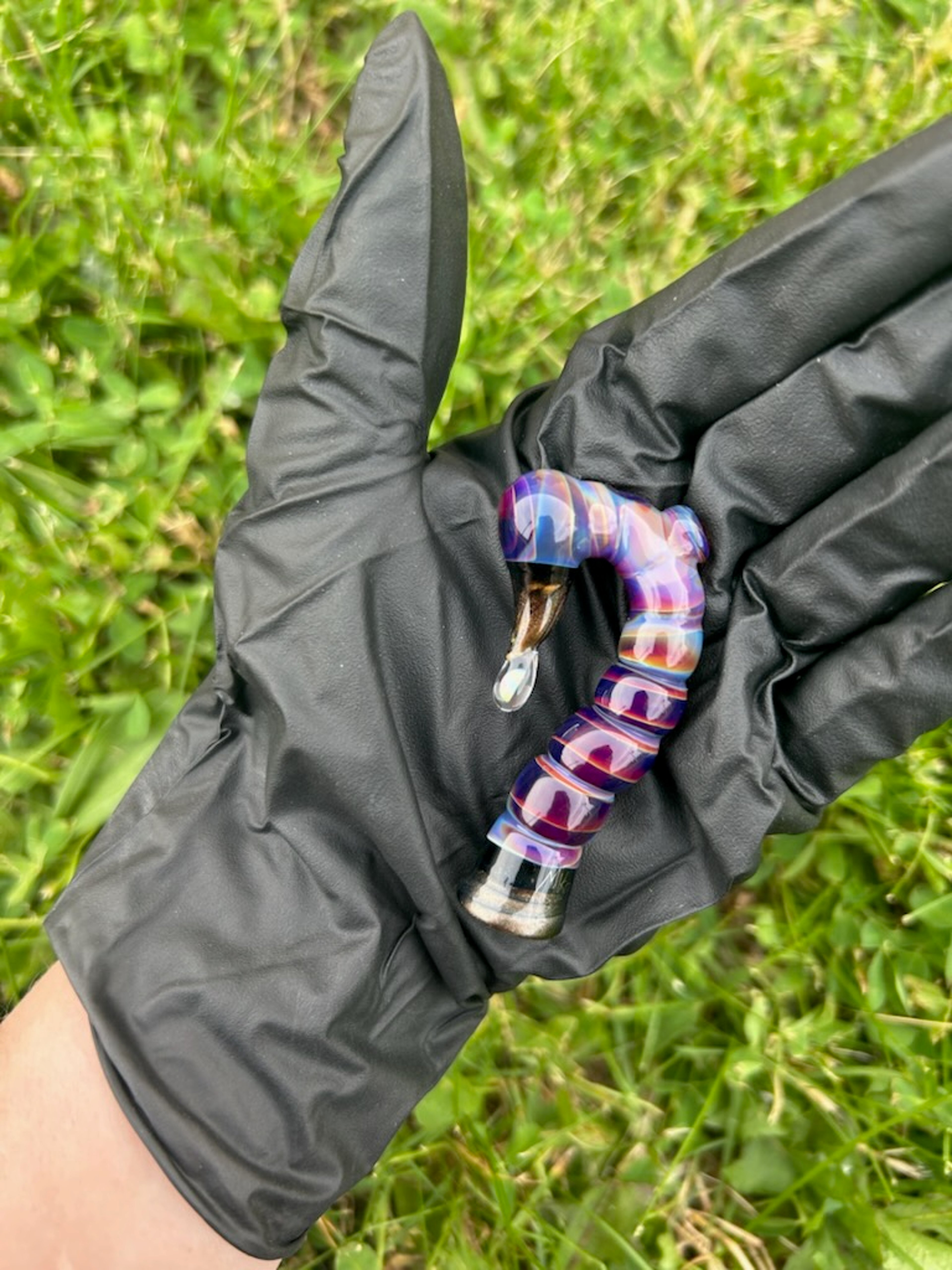 Preview pic of Mako Glass Puffco Pivot Mouthpiece | Scorpion Tail - Amber Purple w/ Opal