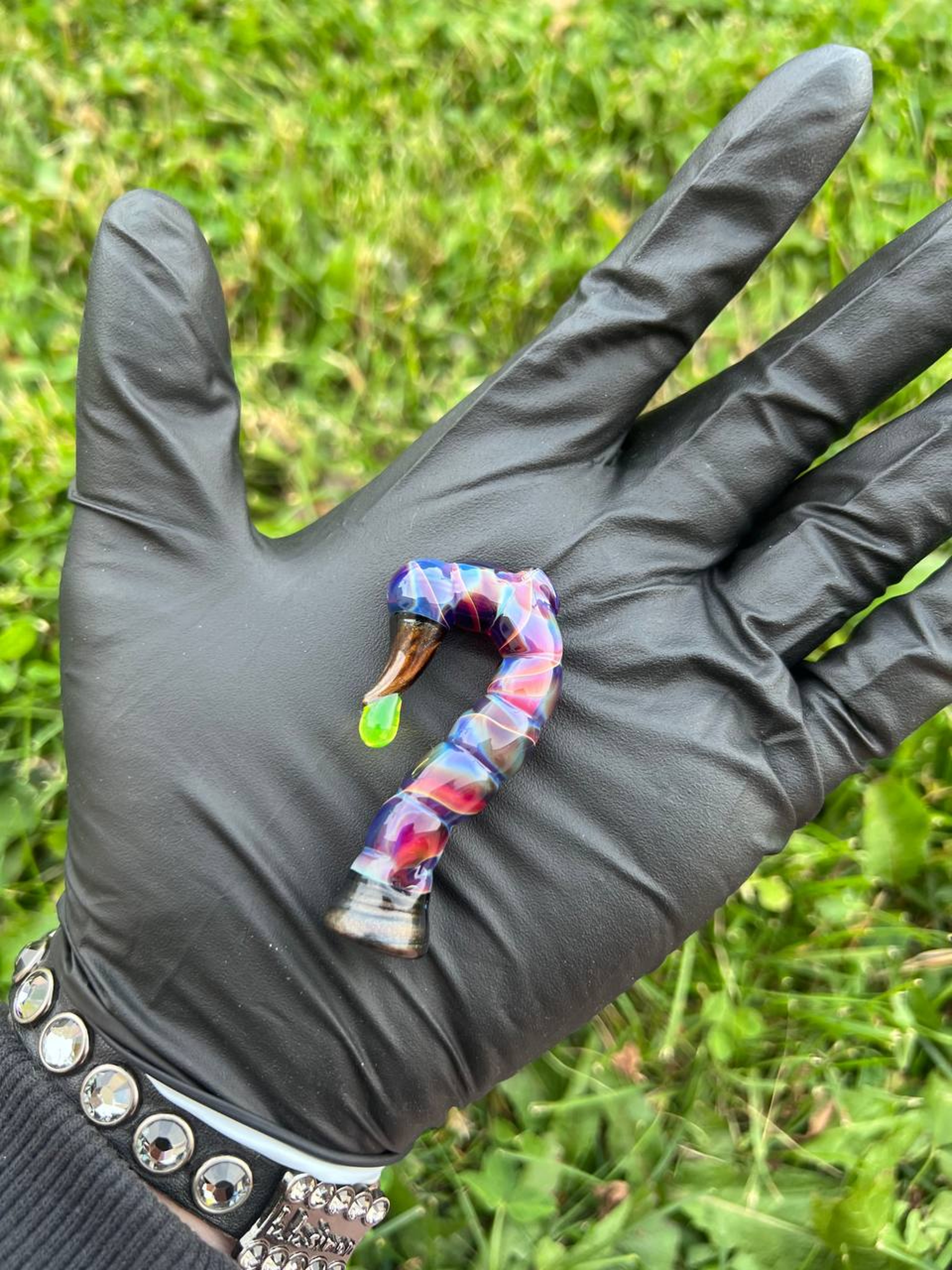 Preview pic of Mako Glass Puffco Pivot Mouthpiece | Scorpion Tail - Amber Purple w/ Venom