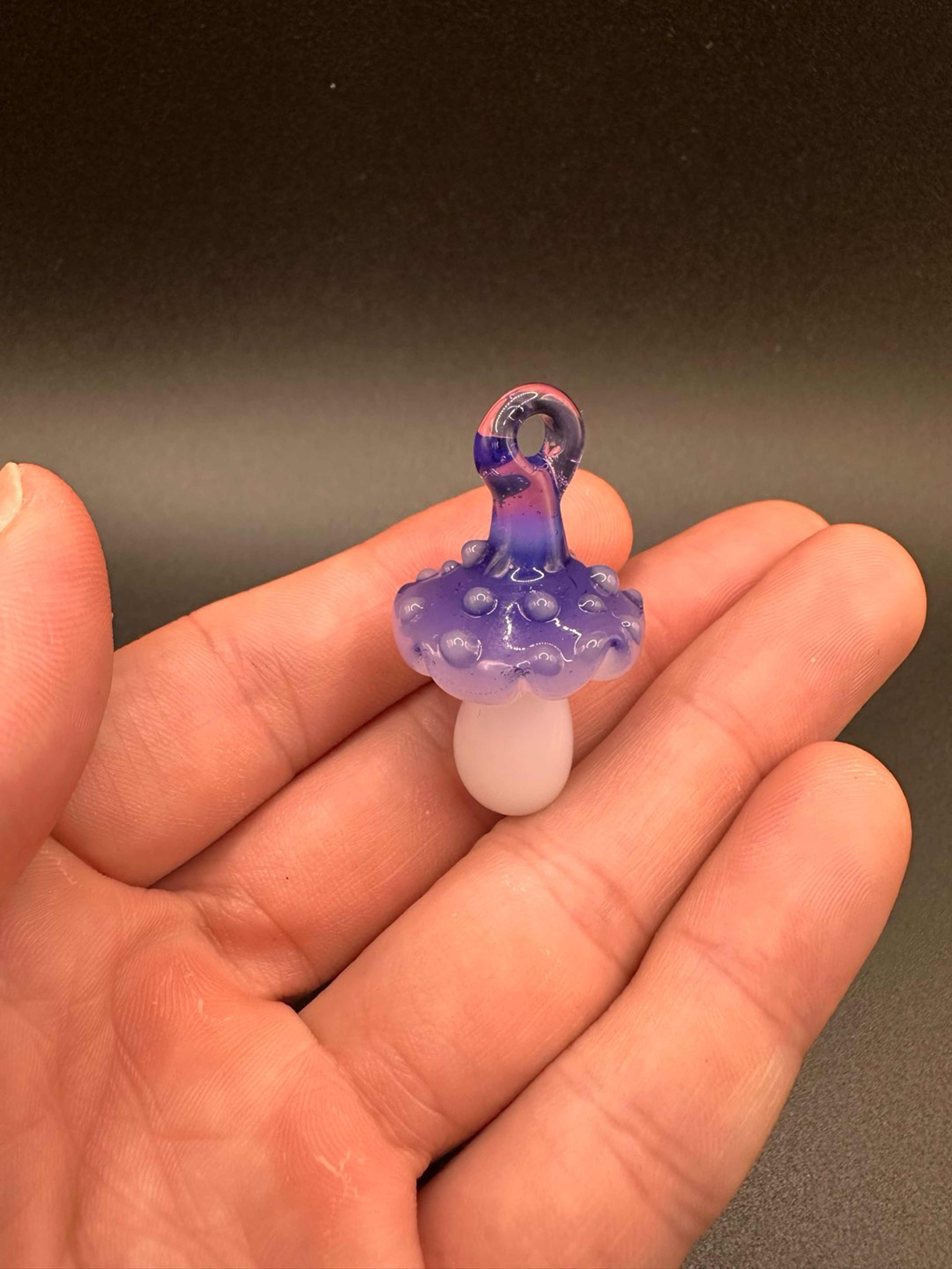 Preview pic of Greasy glass gold purple mushroom pendant