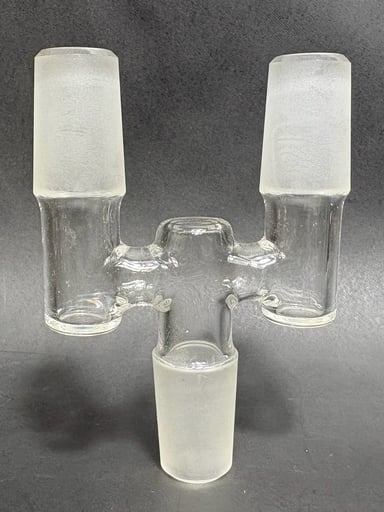 Preview pic of 18mm Male 3 way / tee / double glass ground joint adapter