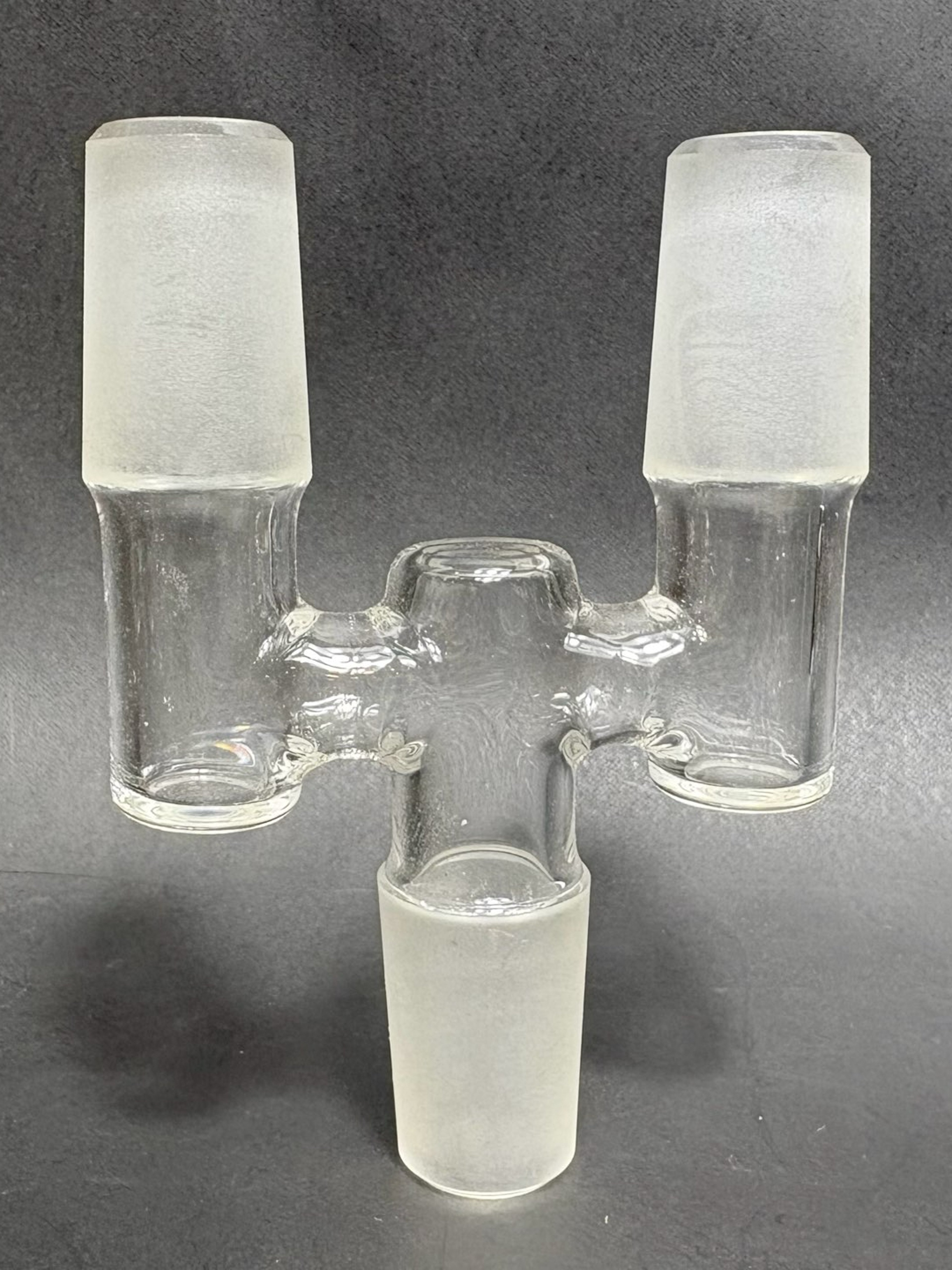 Preview pic of 18mm Male 3 way / tee / double glass ground joint adapter