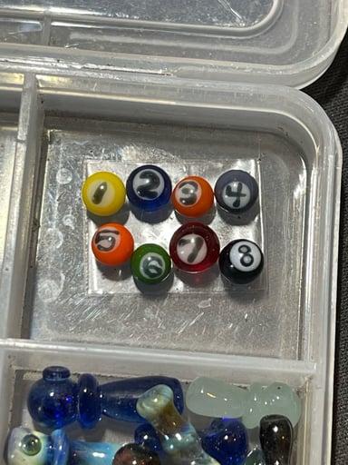 Preview pic of 1-8 Pool Ball Pearls & Pool Cue Dabber