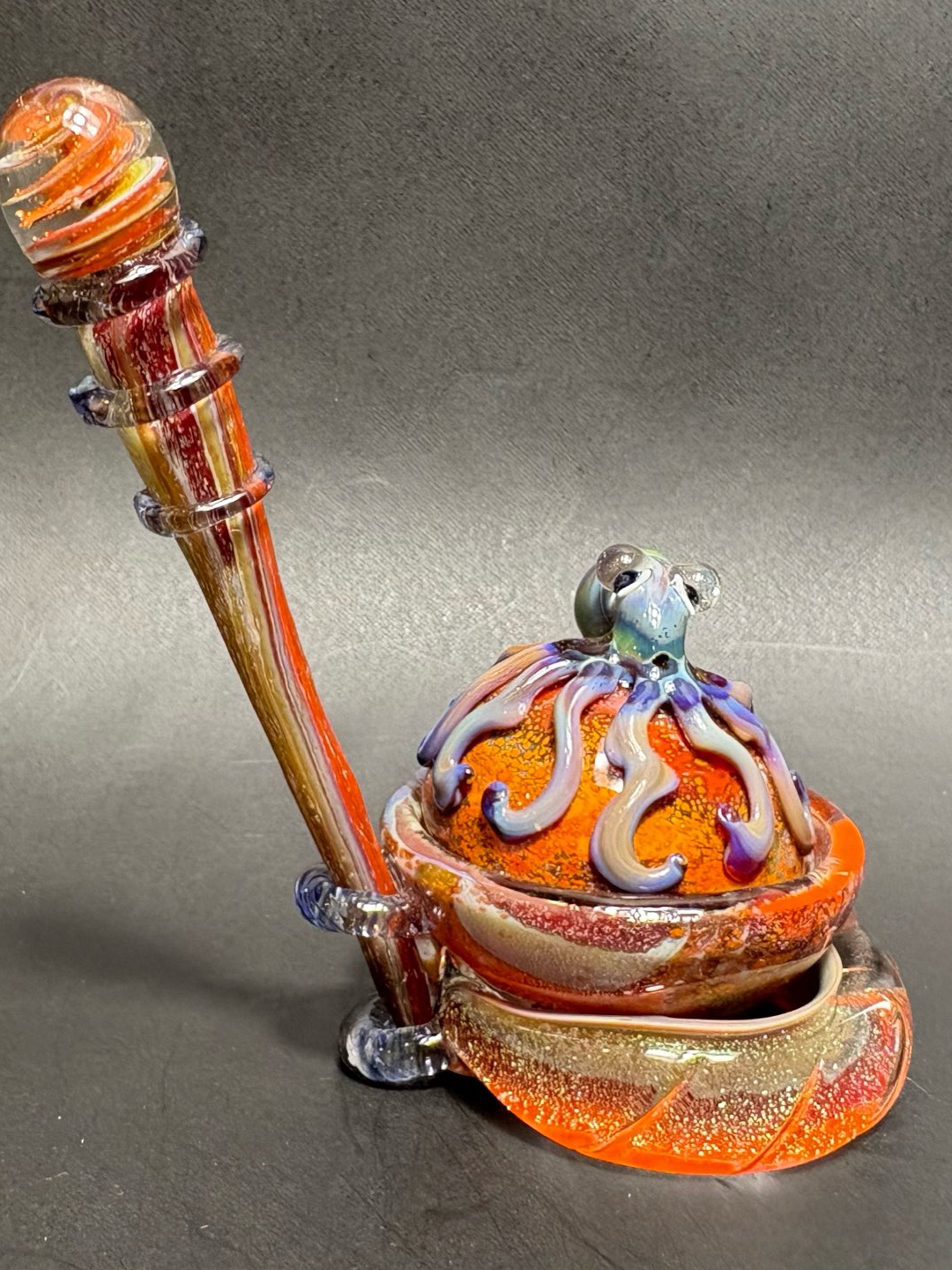 Preview pic of Empire Gkassworks Worked Fimed Octopus Dab Dish with Matching Dabber Tool