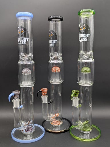 Preview pic of MIDNIGHT GLASS 18" WORKED DUAL PERC BONG