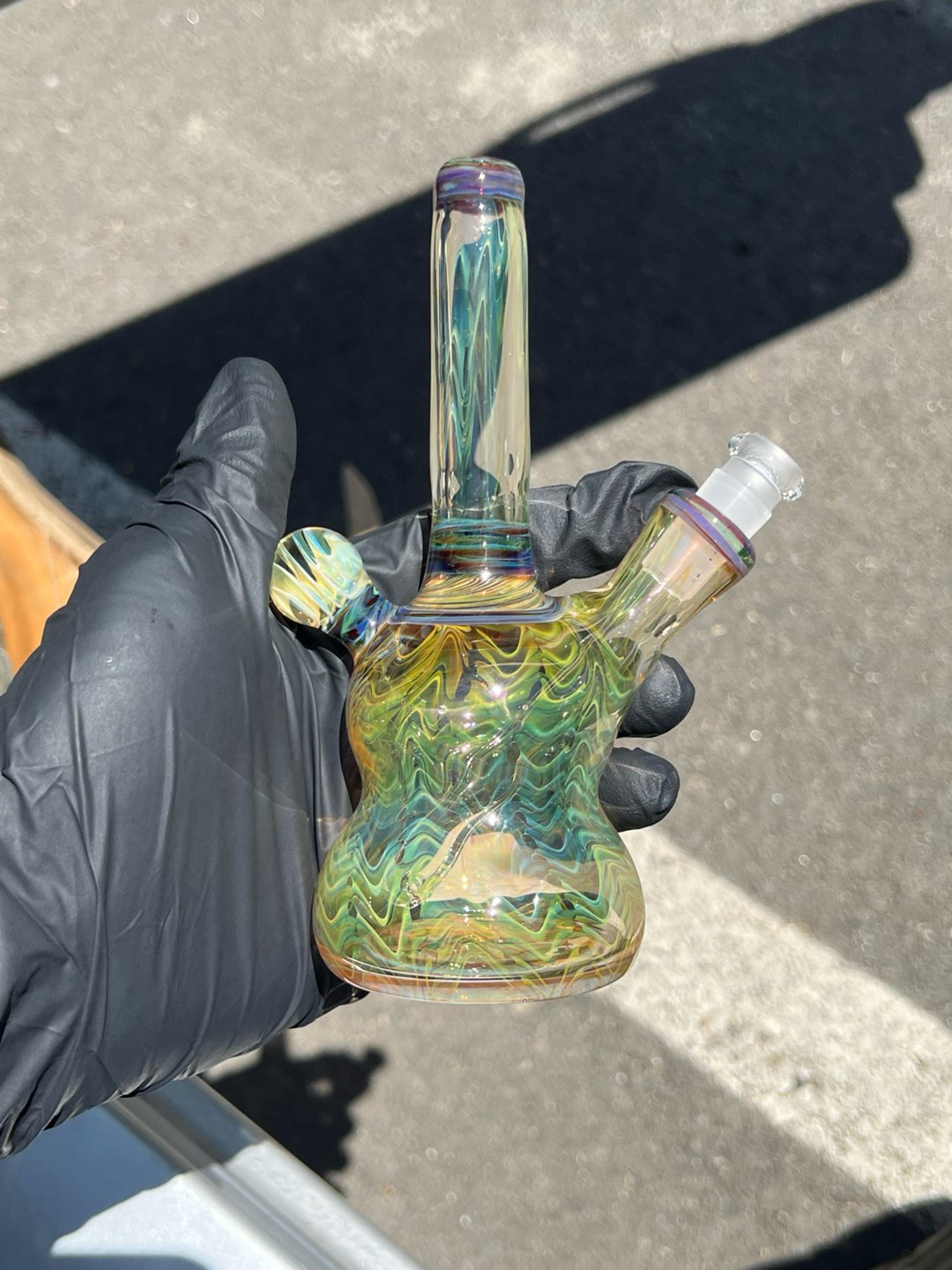 Preview pic of 10mm silver and gold fume 2 hole removable downstem.