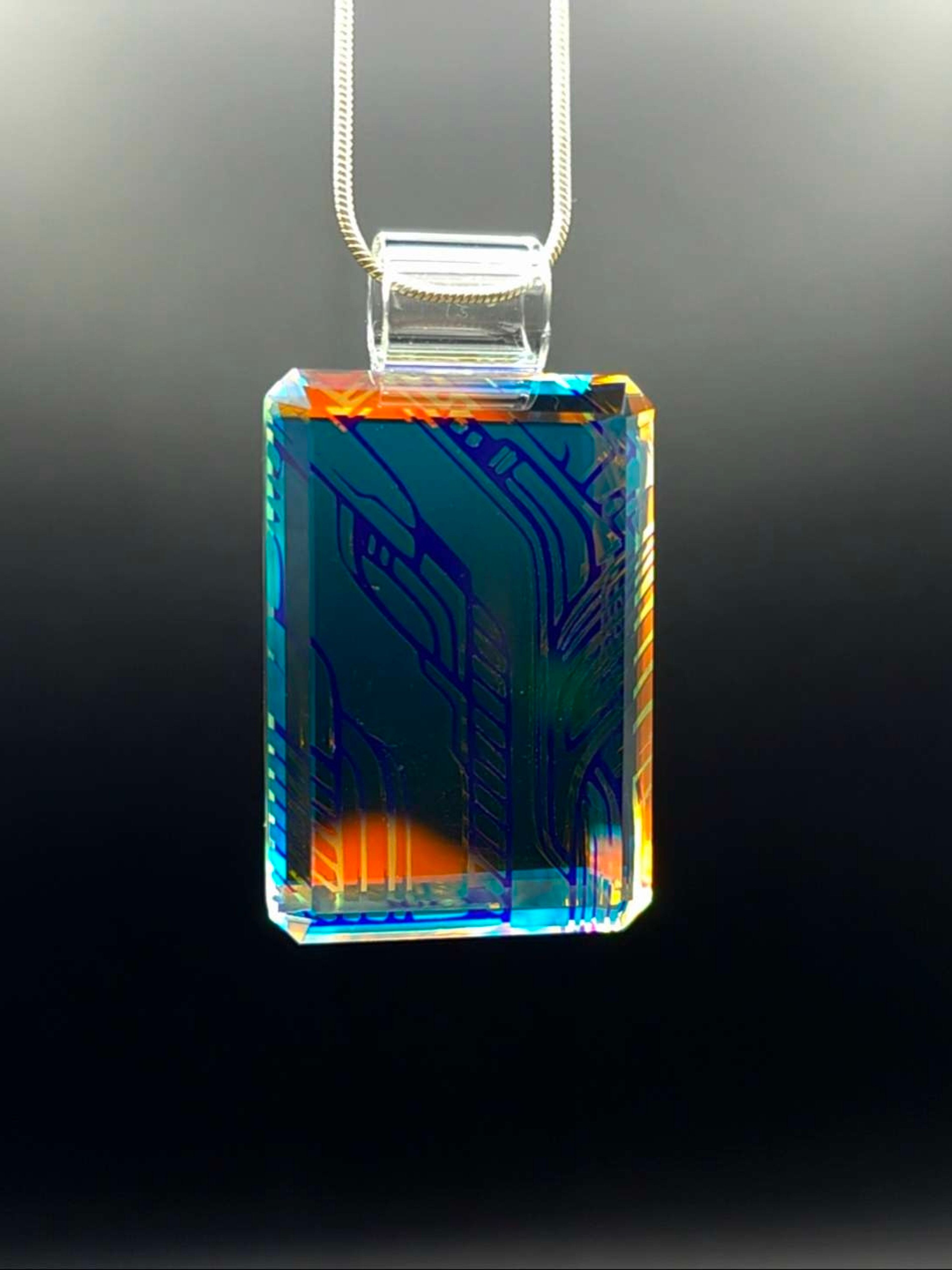Preview pic of Faceted Dichro Future Tech Etched Pendant