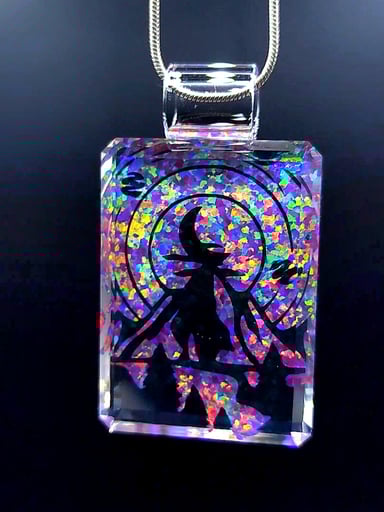 Preview pic of Faceted Opal and Dichro Etched Image Pendant