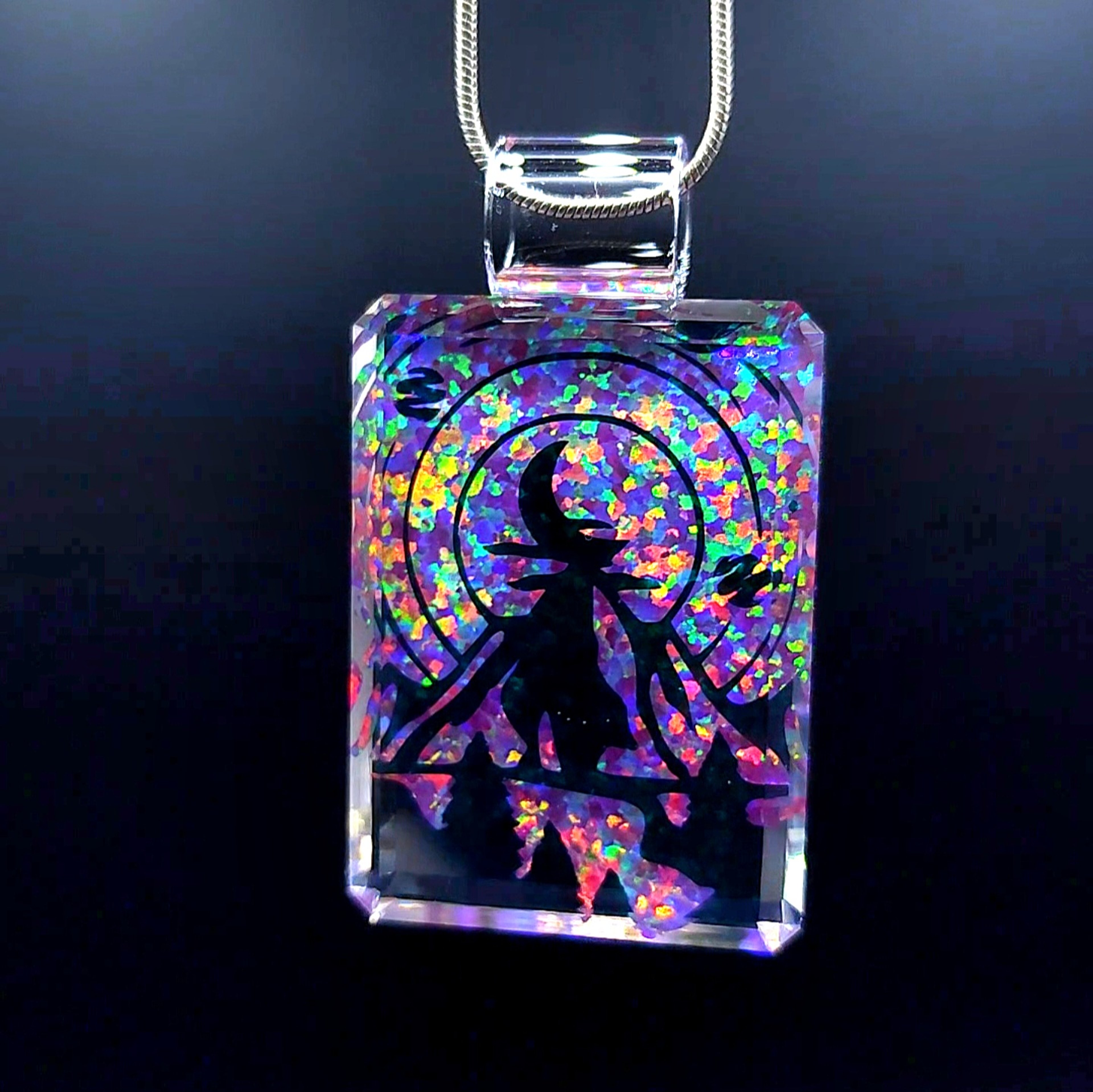 Preview pic of Faceted Opal and Dichro Etched Image Pendant