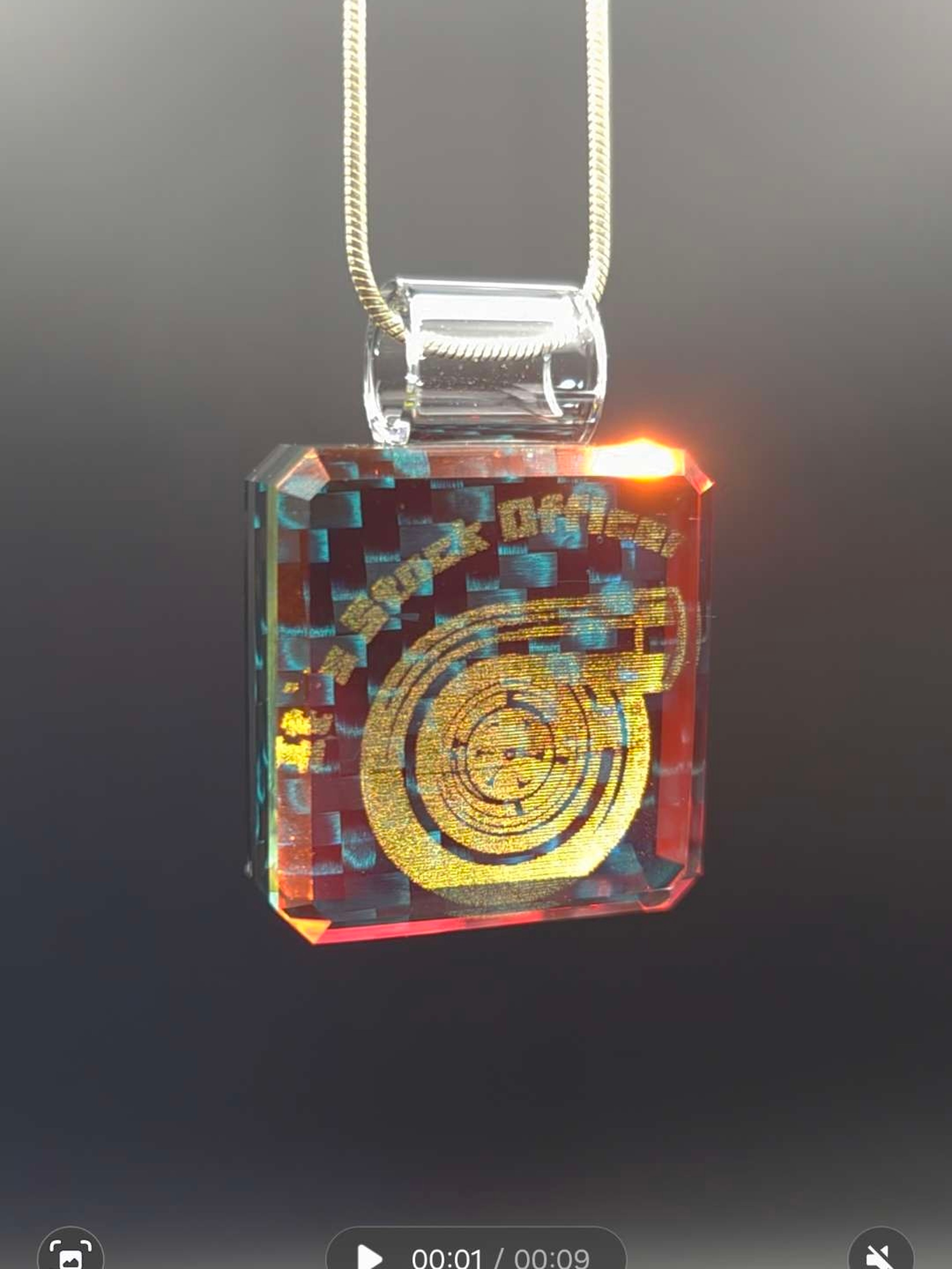 Preview pic of Real Carbon Fiber Faceted Laser Etched Turbo Dichro Pendant