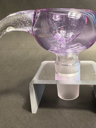 Preview pic of Clear Violet 18mm Male Joint Glass Bowl Slide With Horn