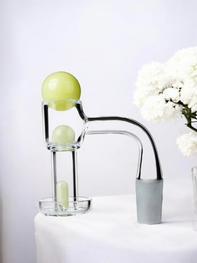 Preview pic of Glass City 100% Quartz Terp Slurper w Chartreuse Green Marble Set - 14mm male
