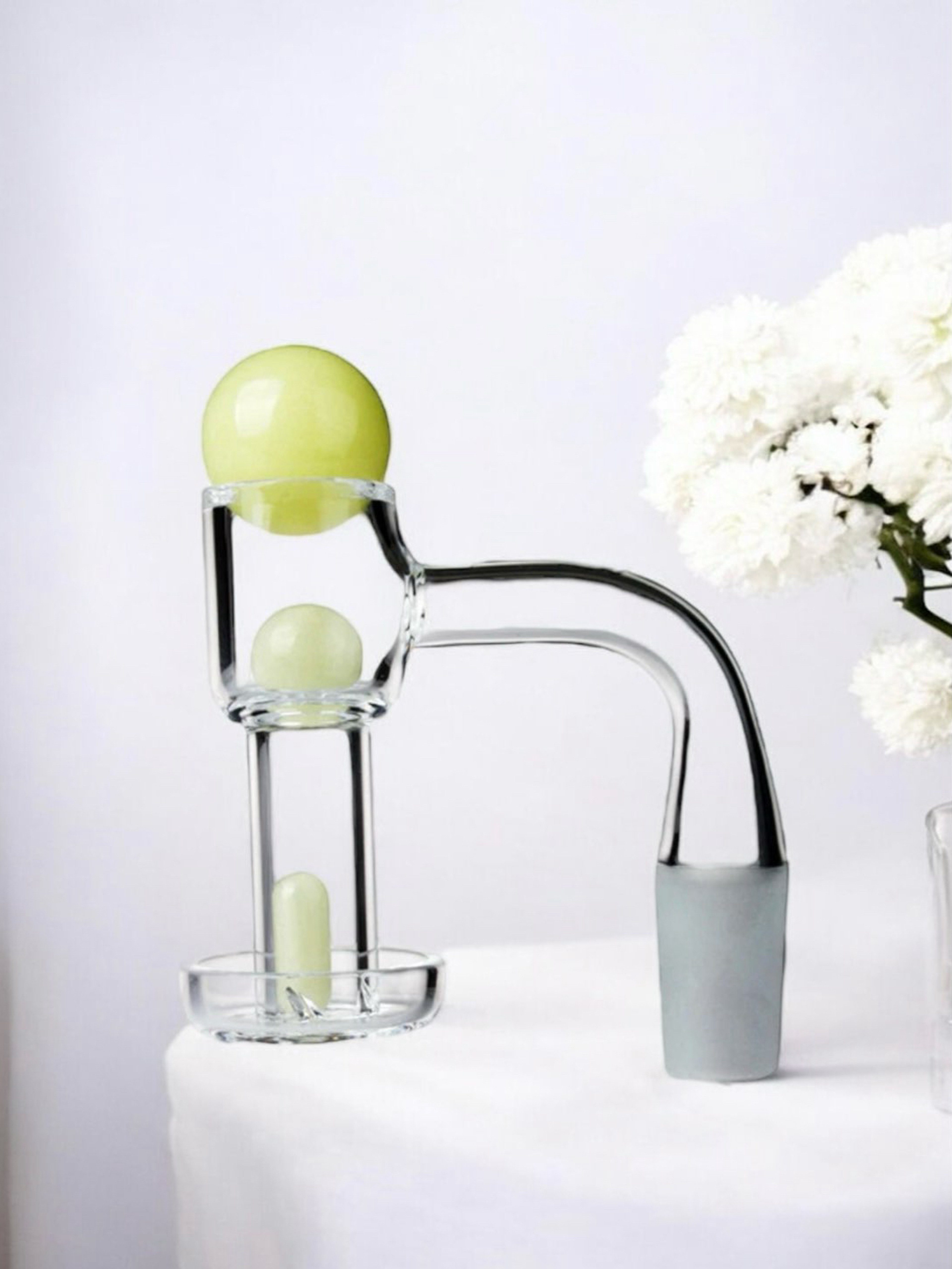 Preview pic of Glass City 100% Quartz Terp Slurper w Chartreuse Green Marble Set - 14mm male