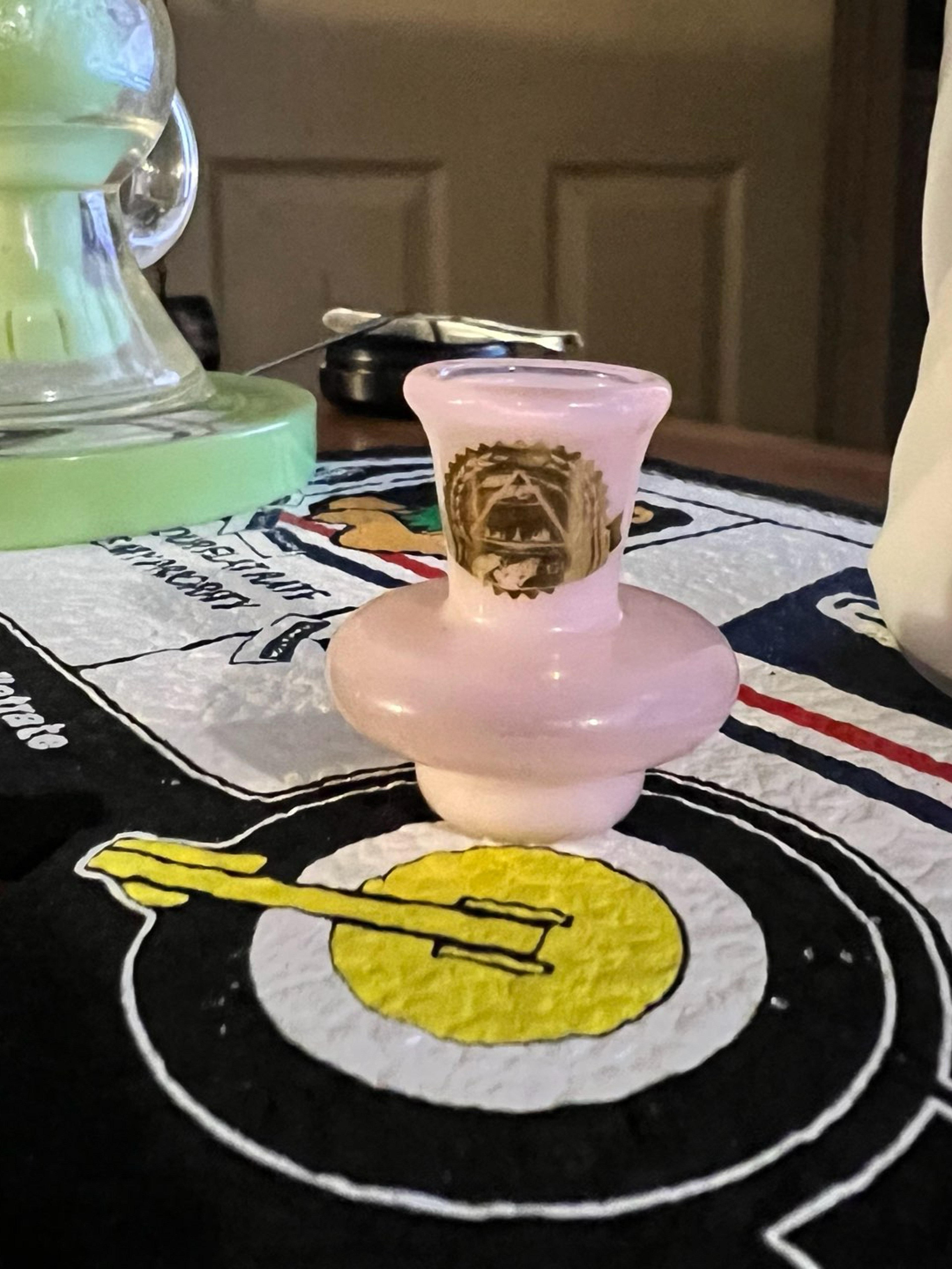 Preview pic of illuminati Glass Spinner cap “carb cap” (2 hole bottom) (unknown pink!)