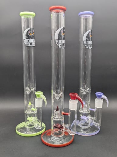 Preview pic of MIDNIGHT GLASS DUAL INLINE + INV3 BONG w/ MATCHING 4 HOLE SLIDE