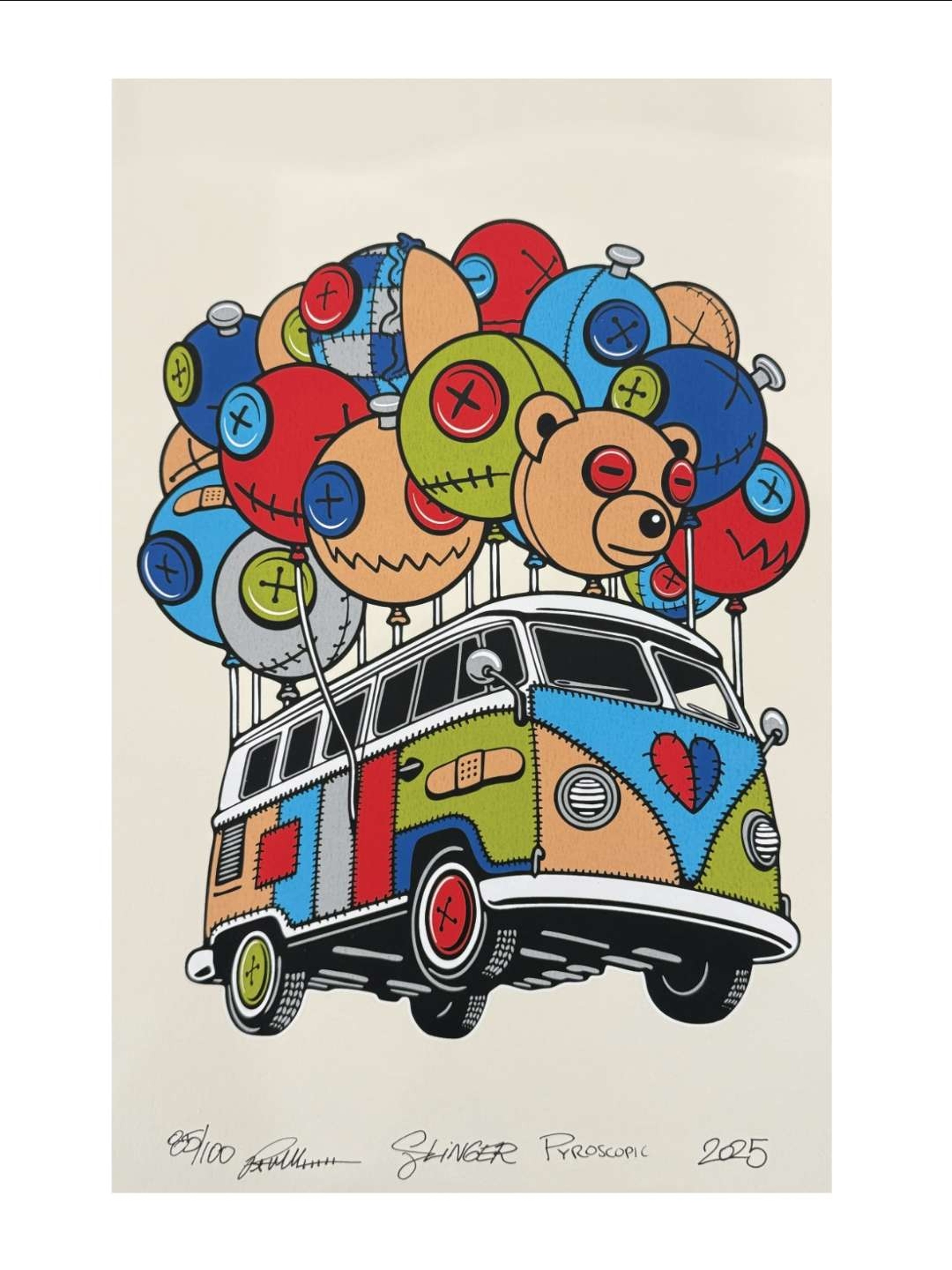 Preview pic of Muller x Slinger x Pyroscopic (The Parking Lot Collective) "Muller Flying Bus" Print