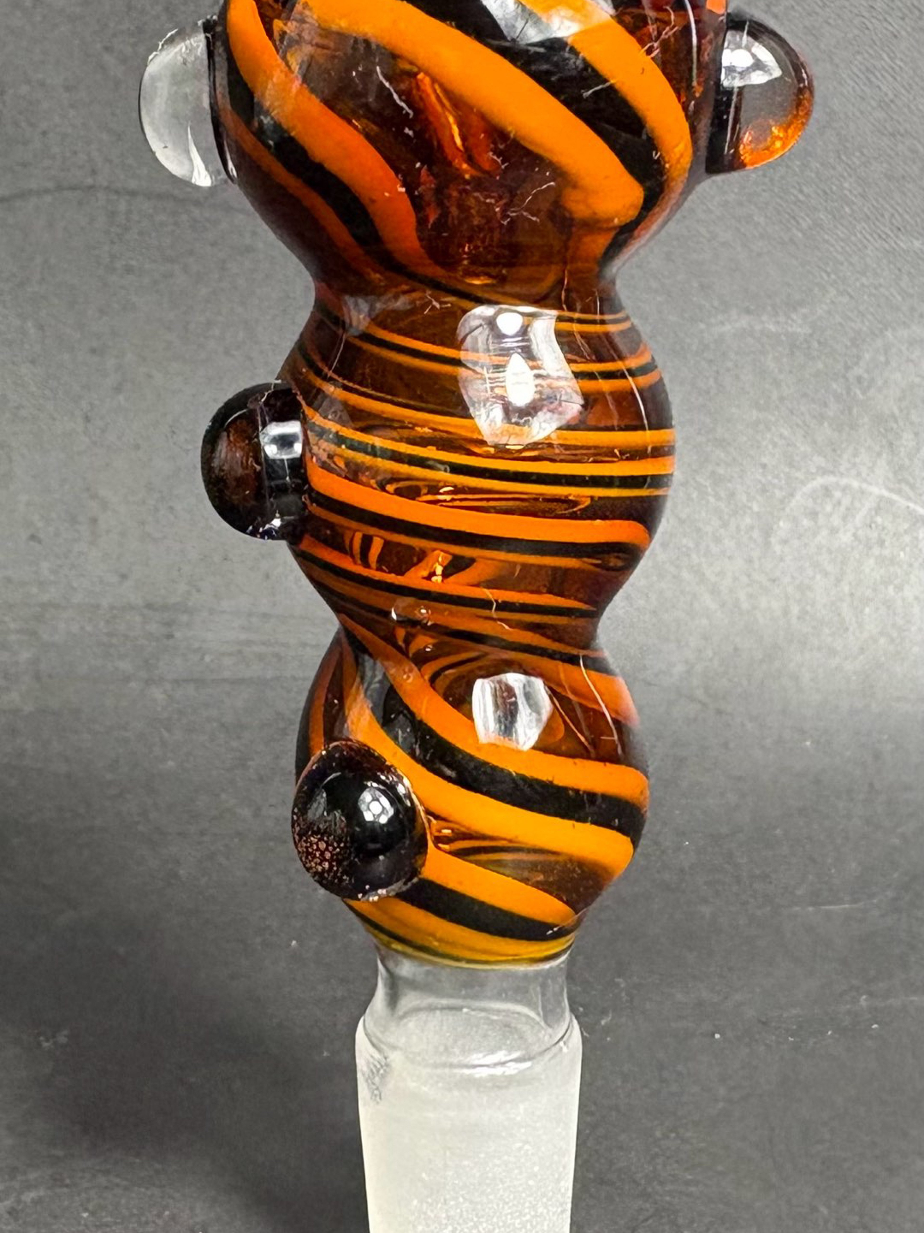 Preview pic of Heady Worked Reversal Handmade Glass Slide Bowl w/ 14mm Male Joint- Thick