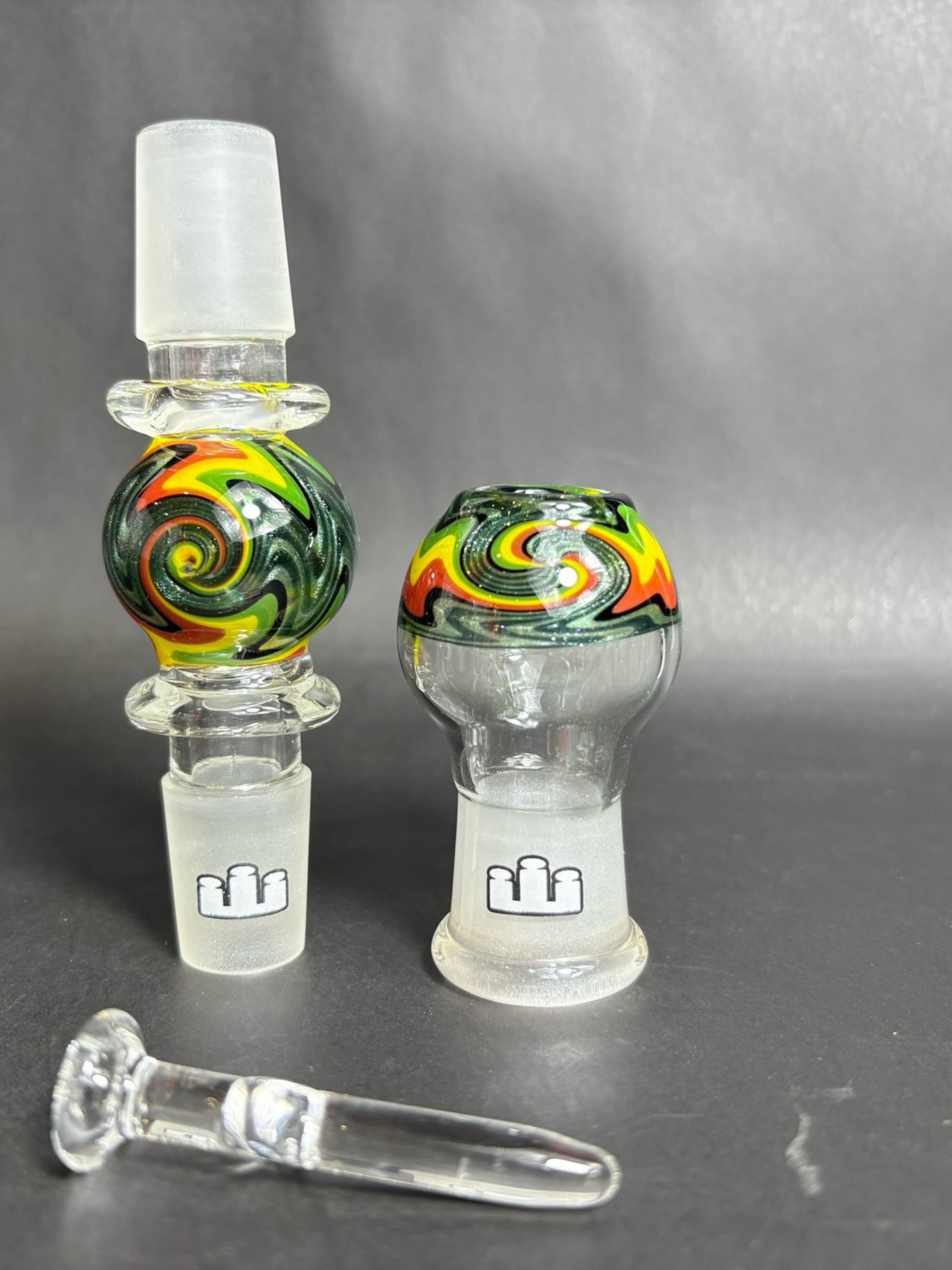Silika Glass Worked Wig-wag Dome Reversal & 18x18mm Converter Joint Adapter Set image 0