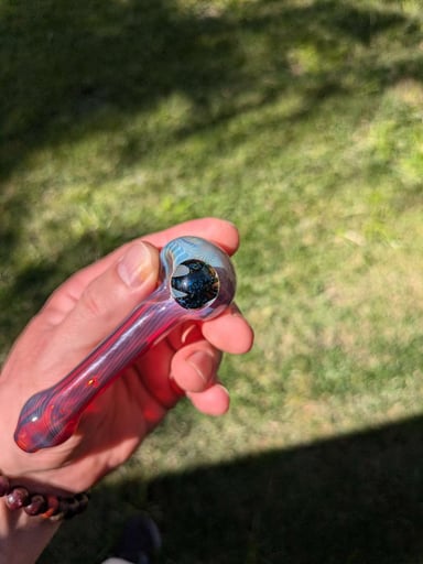 Preview pic of AP line worked spoon and cap with dichroic accent