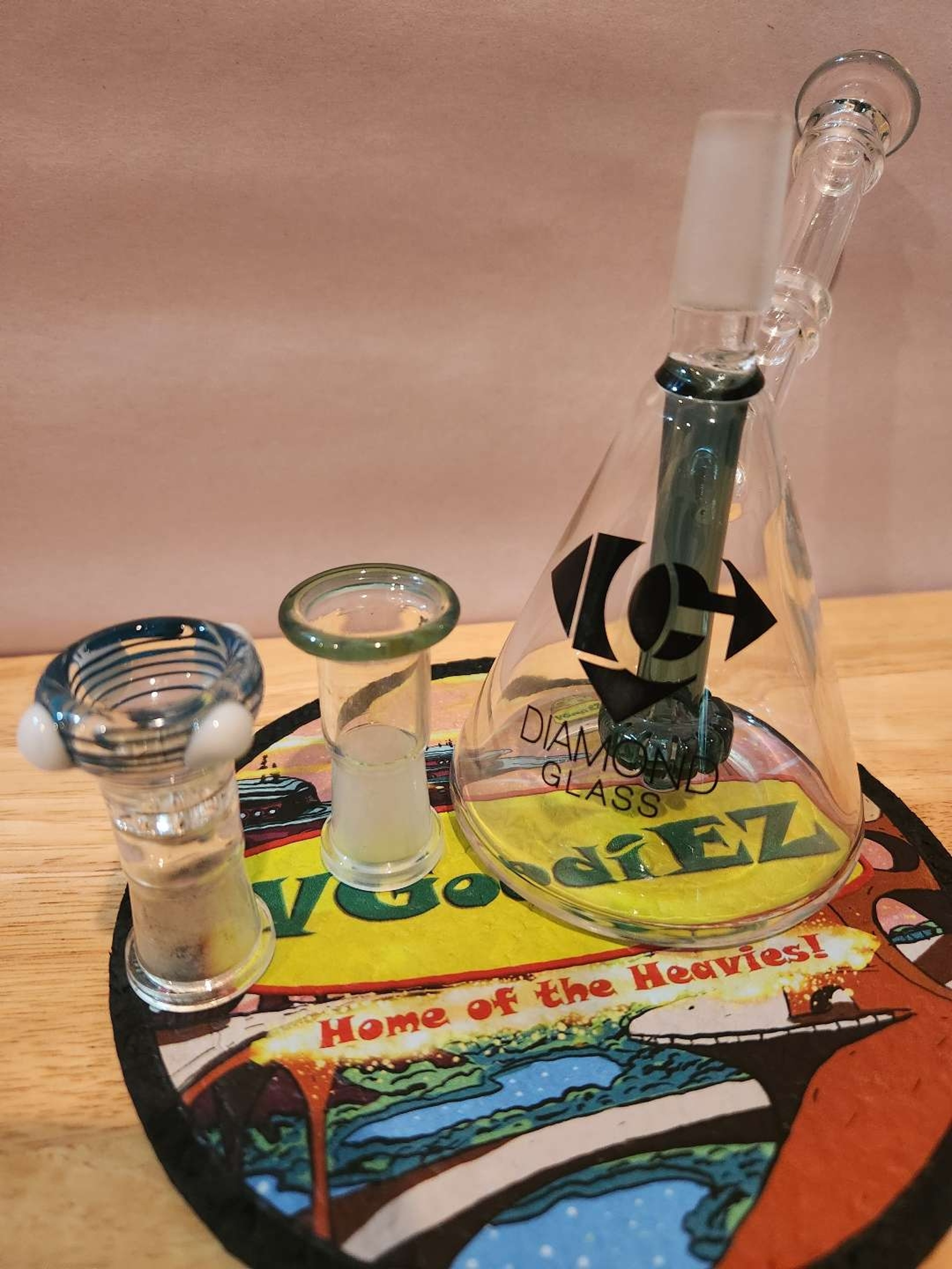 Preview pic of Diamond glass mini bubbler 14mm male