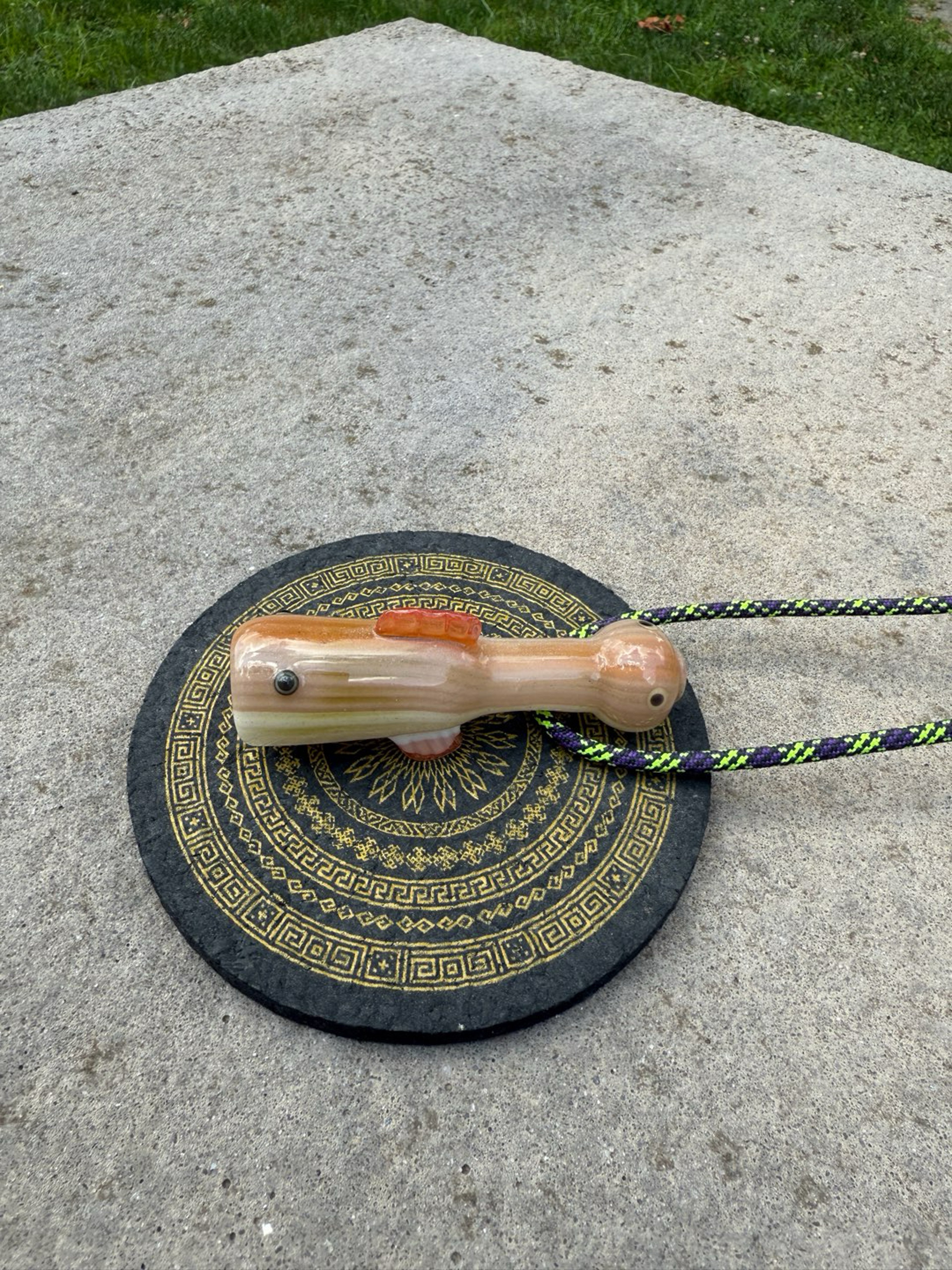 Preview pic of 603 Glass Fish Whistle One Hitter with Pendent attachment