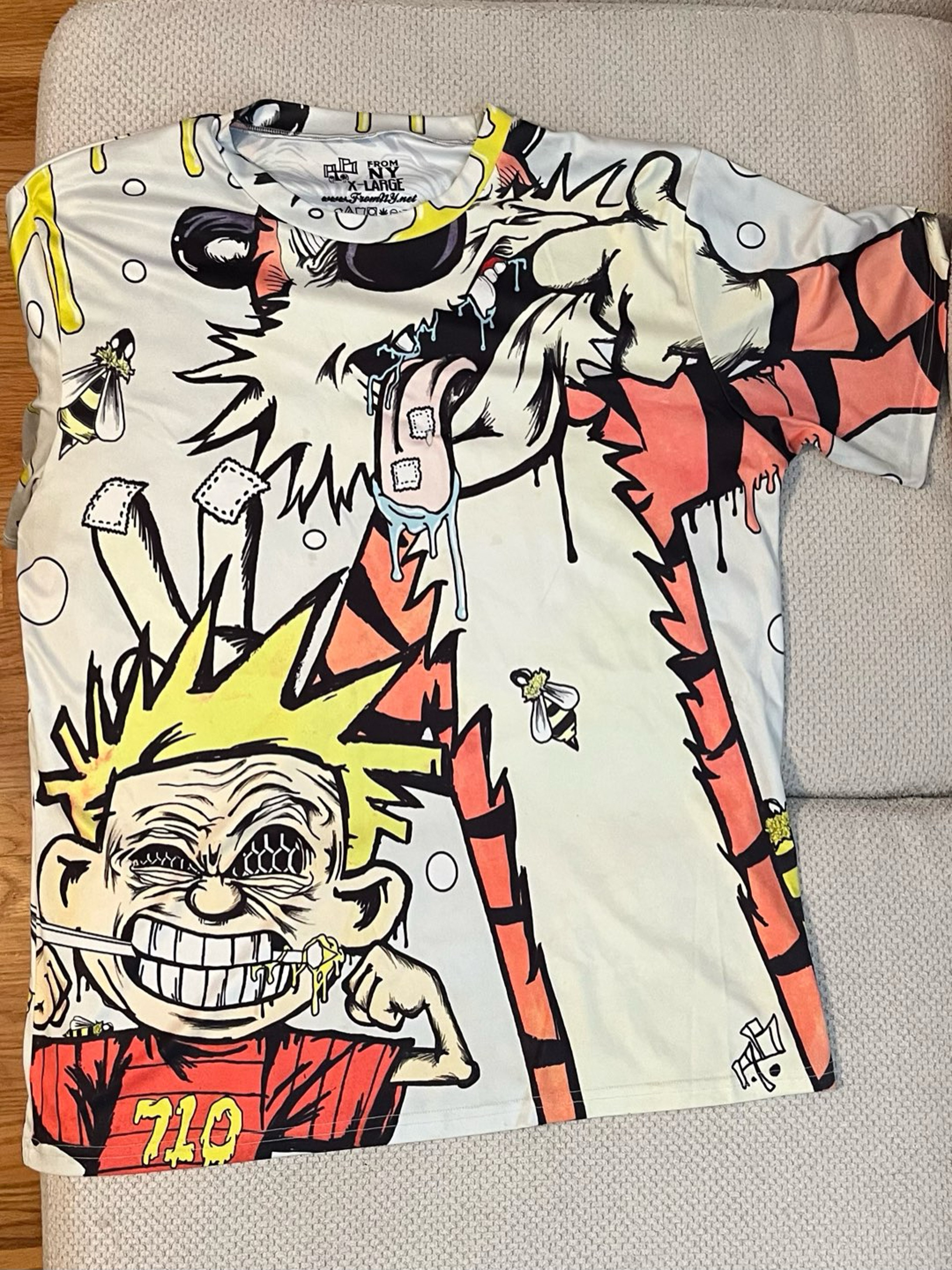 Preview pic of XL Calvin and Hobbes Graphic T-Shirt by Aaron Brooks x Fromny