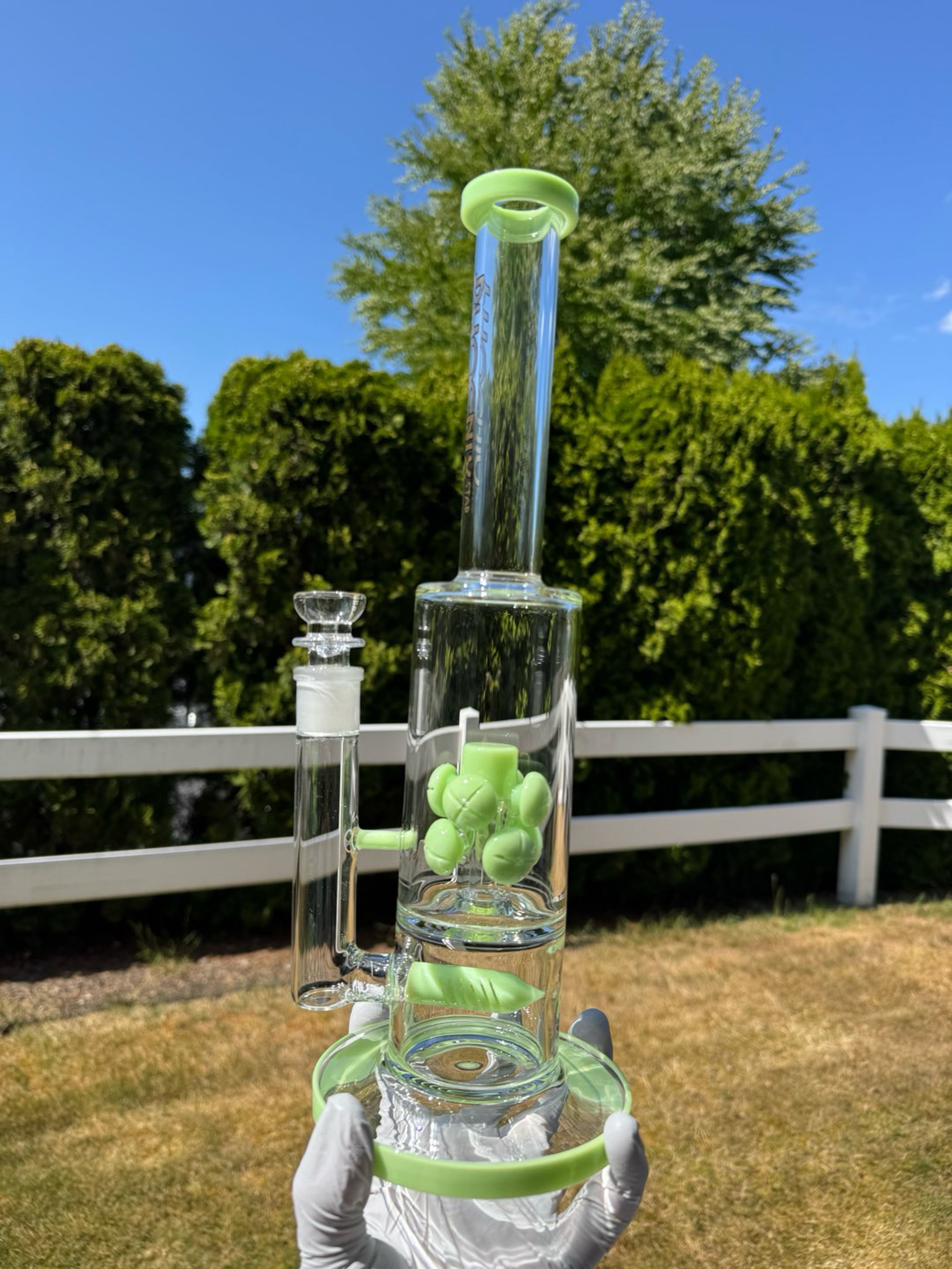 Preview pic of 14” Green Dual-Perc Mini Tube 18mm