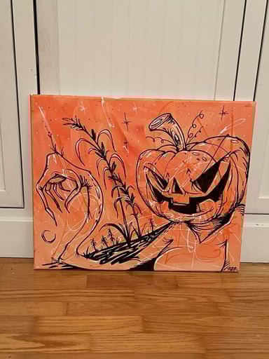 Preview pic of Pumpkin Jack 20x16” Original Canvas by Kater (KaterTheAlchemist)