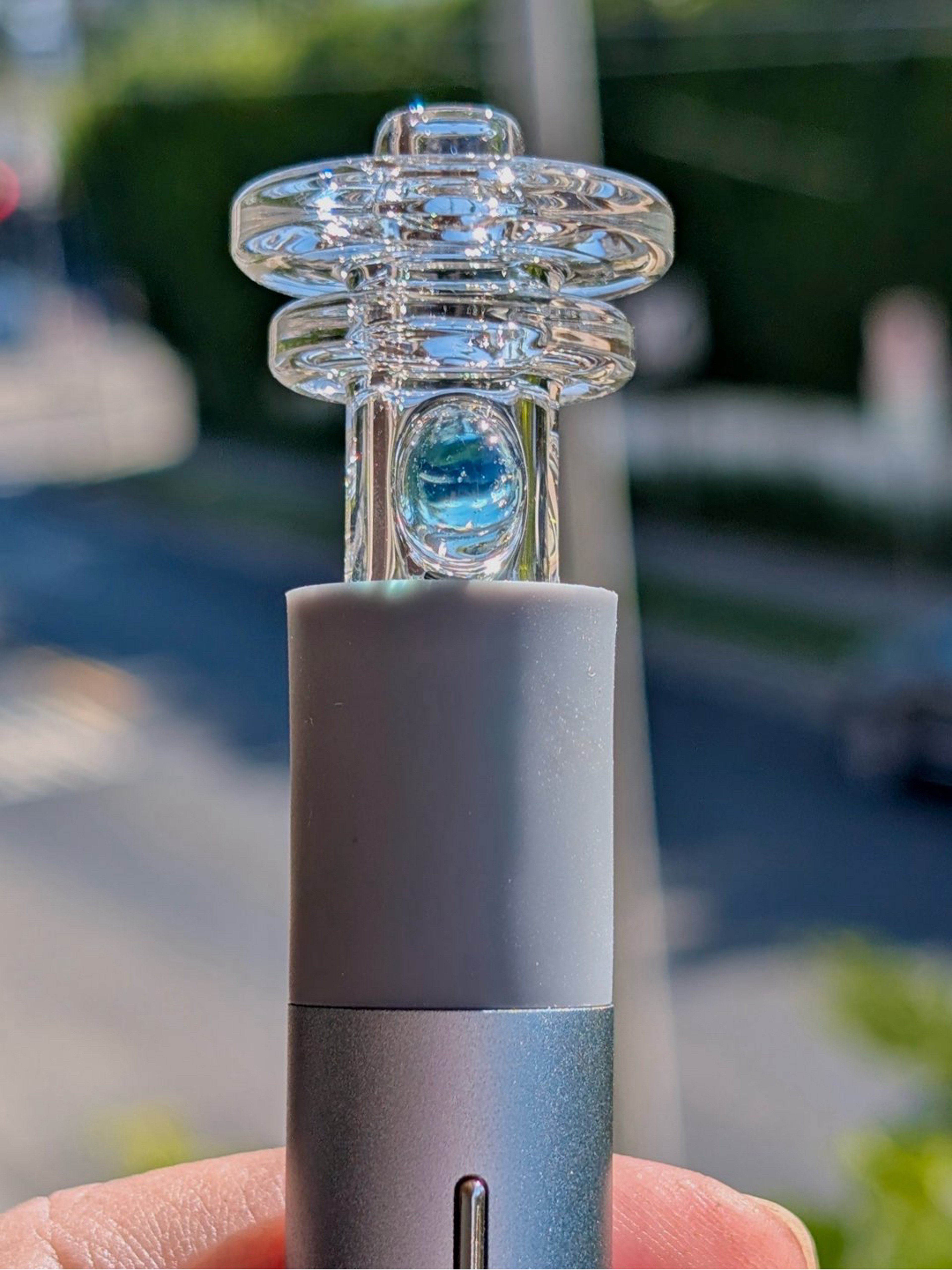 Preview pic of AJ Surf City Tubes Clear & Blue Accent Pivot Mouthpiece