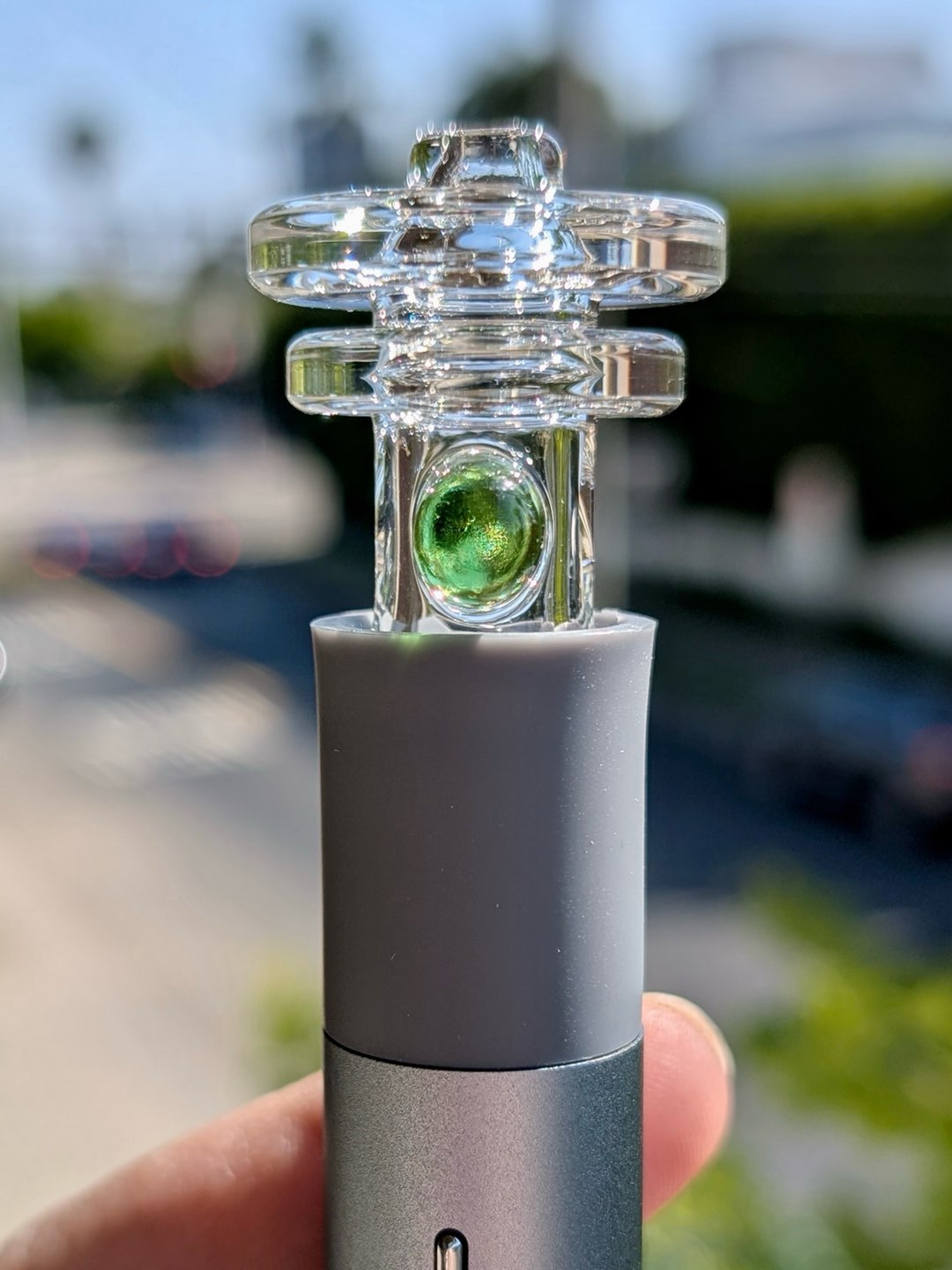Preview pic of AJ Surf City Tubes Clear & Green Accent Pivot Mouthpiece