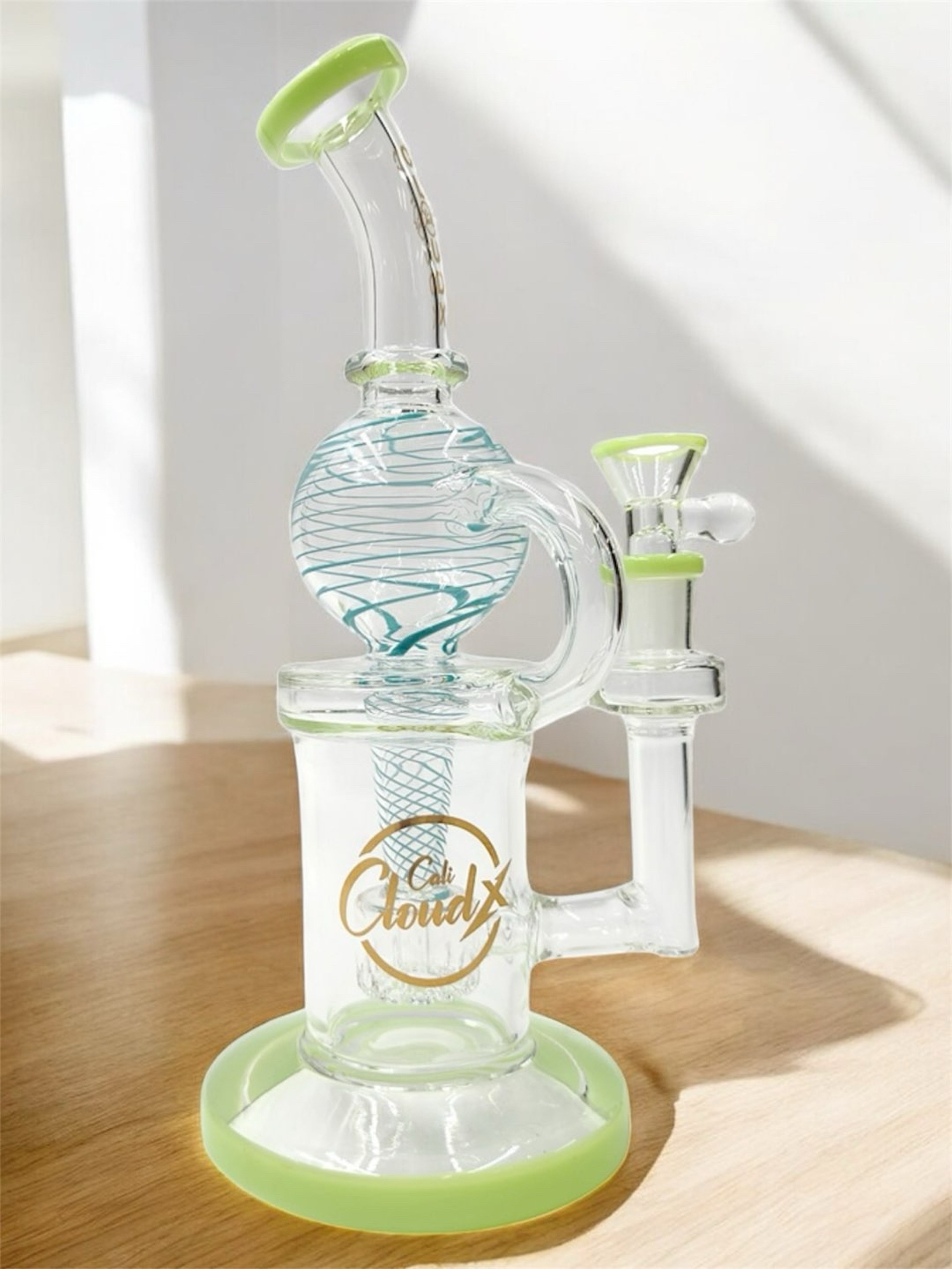 Preview pic of 10" Cali CloudX 🍋‍🟩 Dome Circ Perc Recycler in Lime Green