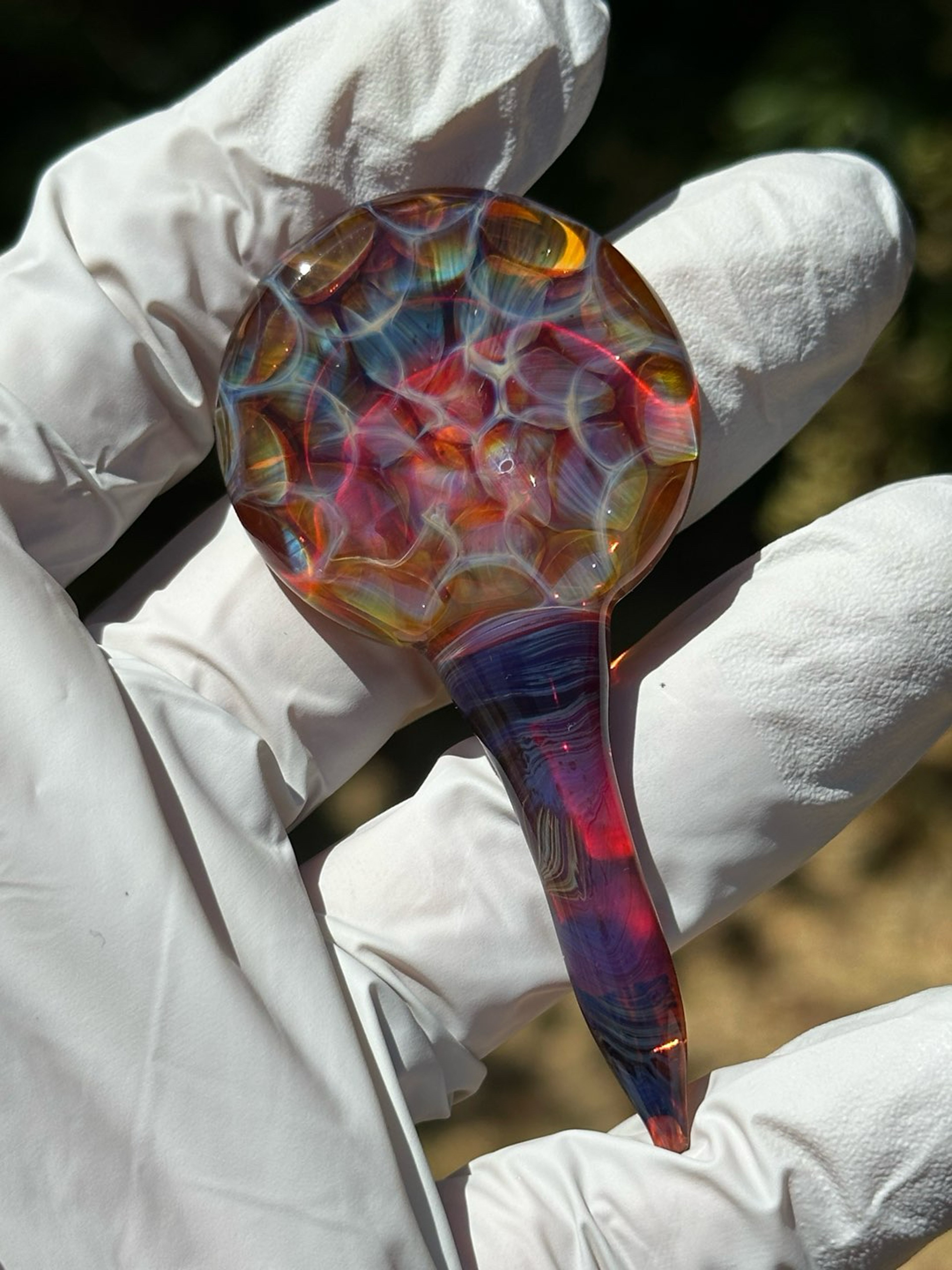 Preview pic of Amber Purple Honeycomb Lollipop Dabber by Doom Glass