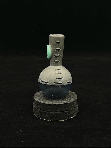 Preview pic of Portland Grey w/ Aqua Azul Button Bubble Cap by Muller Glass