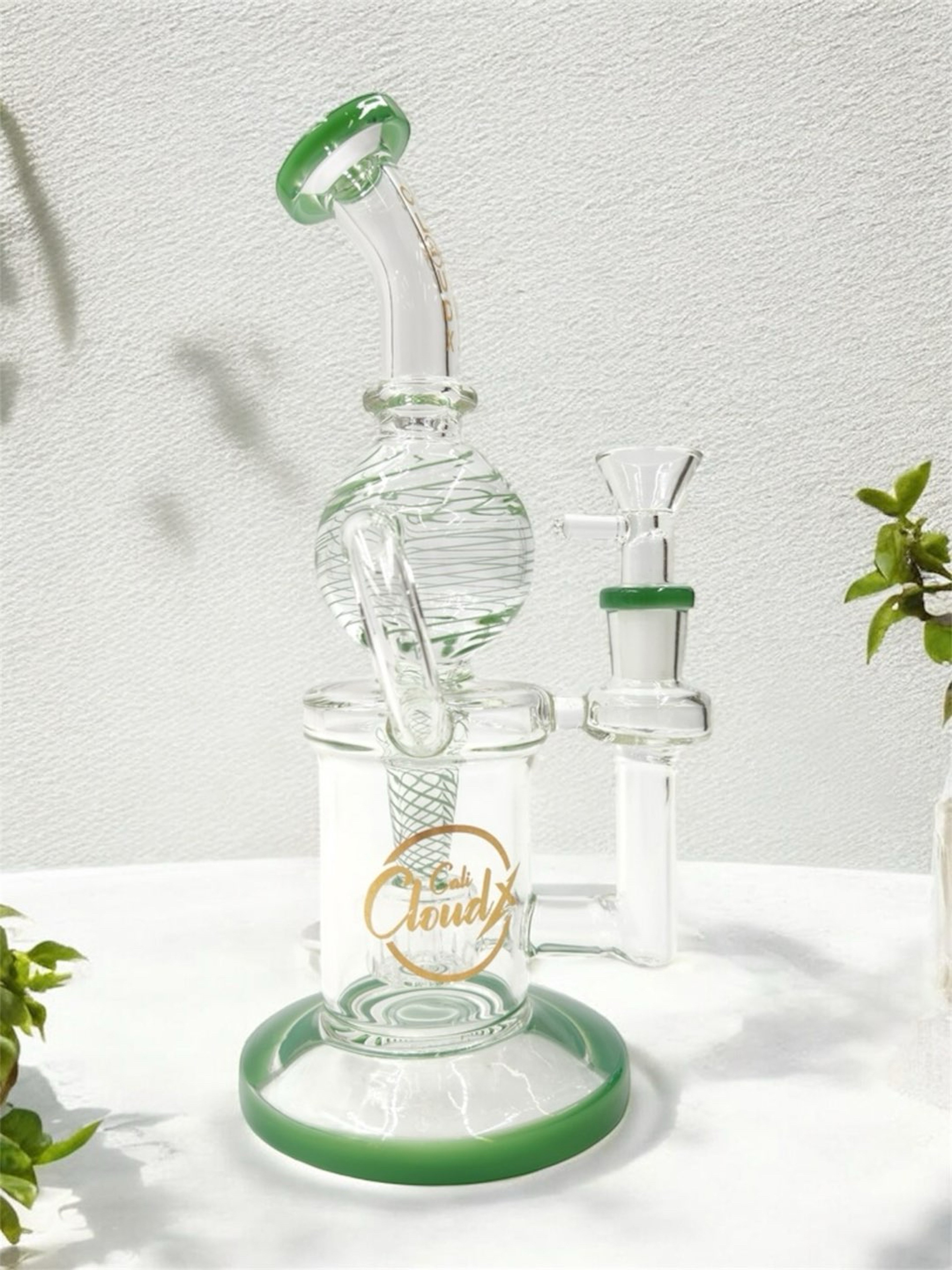 Preview pic of 10" Cali CloudX 🌿 Dome Circ Perc Recycler Bong in Green