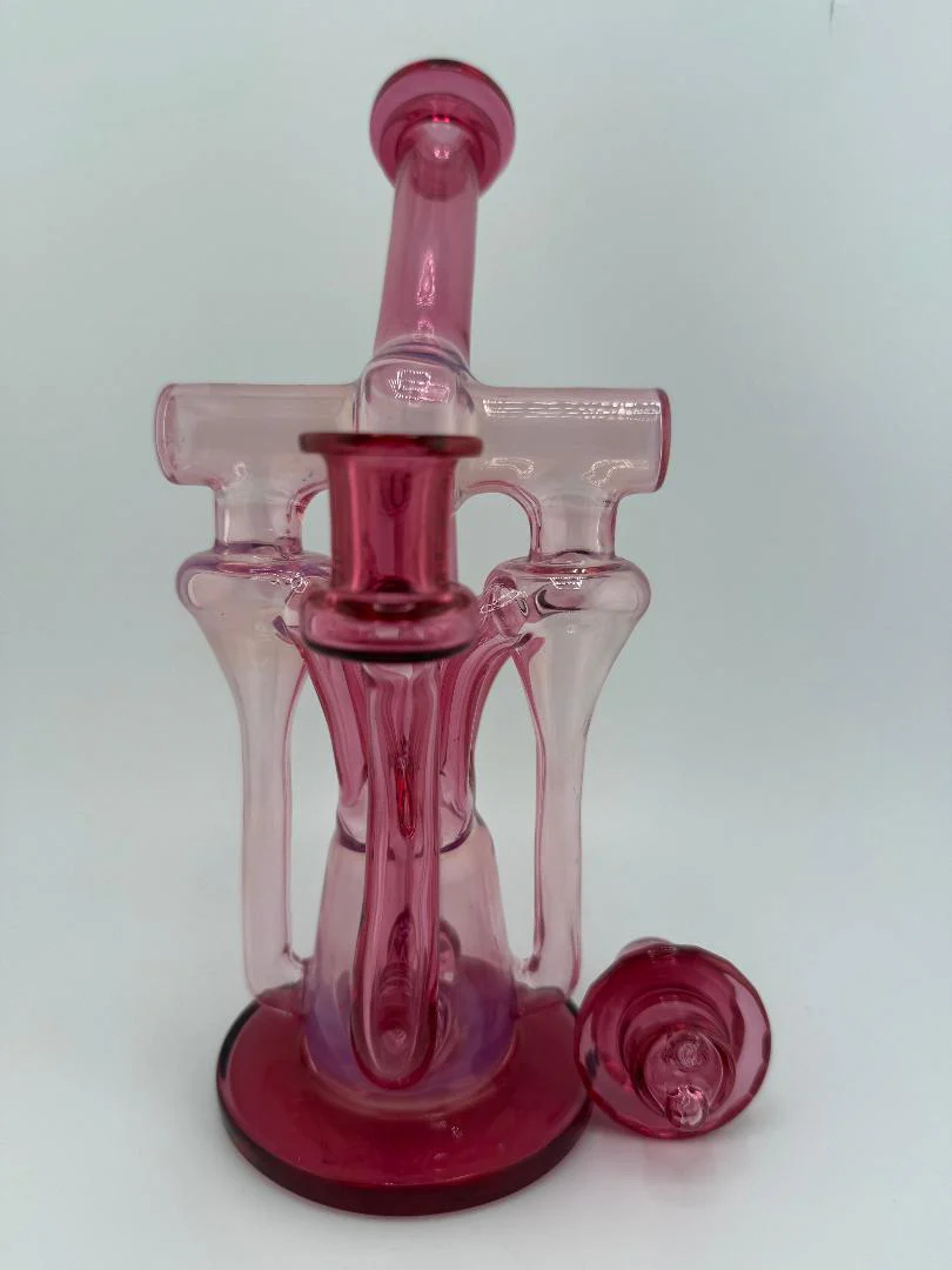 Preview pic of Domer GlassSplit Color Dual Recycler Quad Uptake w/ Dumper 10mm