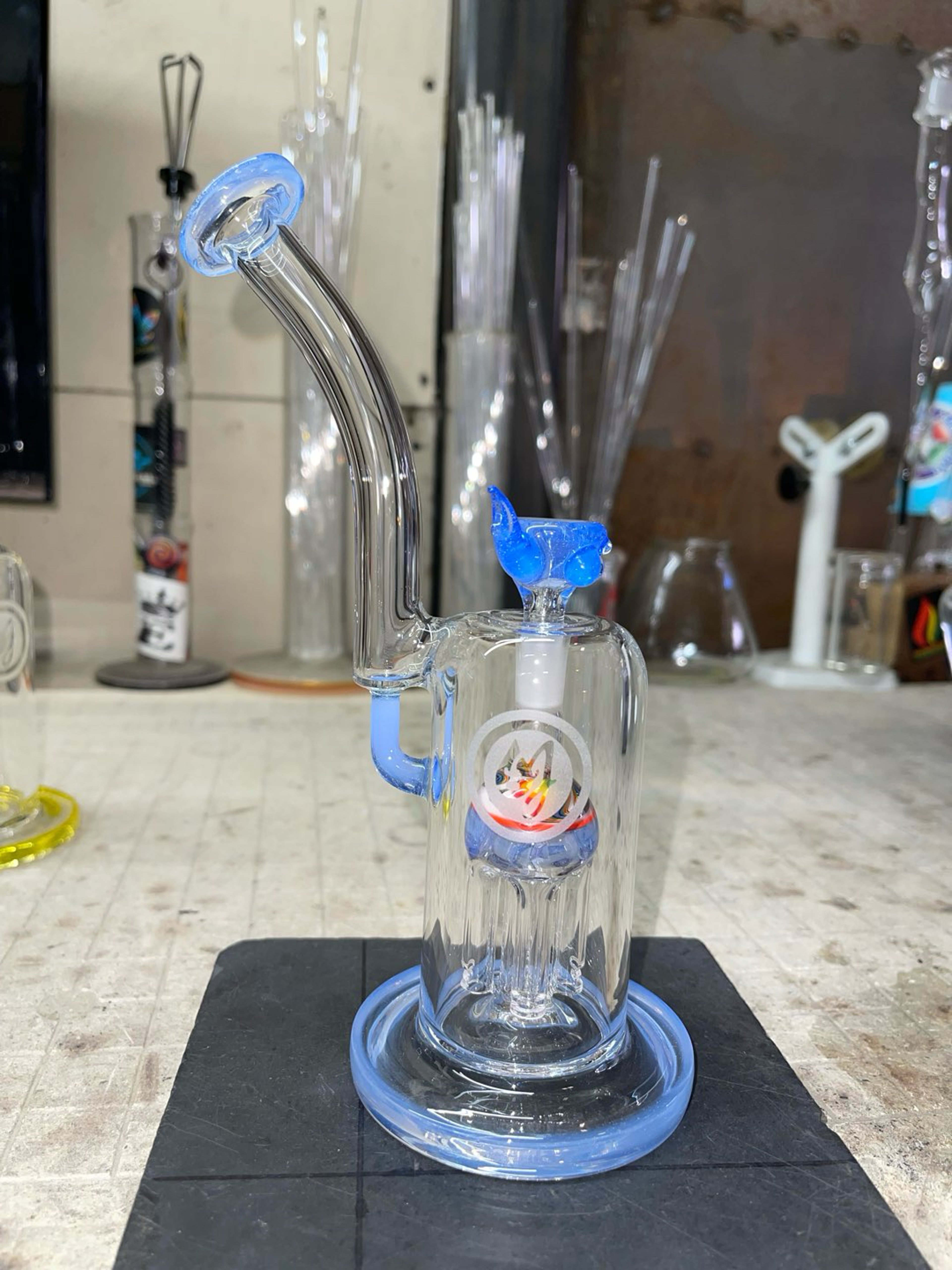 Preview pic of Ether color accents ,4arm perc, 8.5” tall, 10mm 1 hole slide