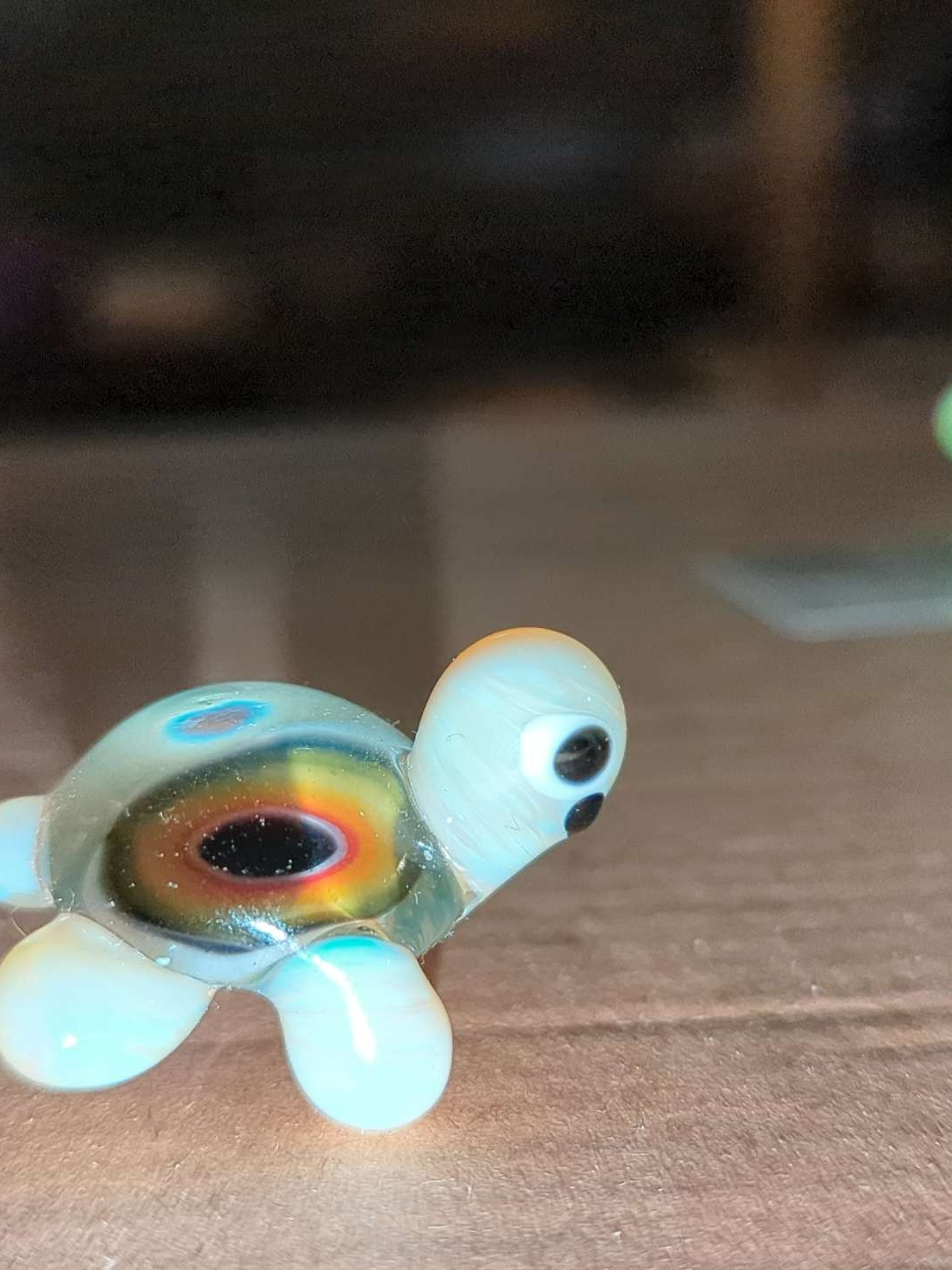 Preview pic of Crushed opal rainbow eyeball Milly turtle sculpture