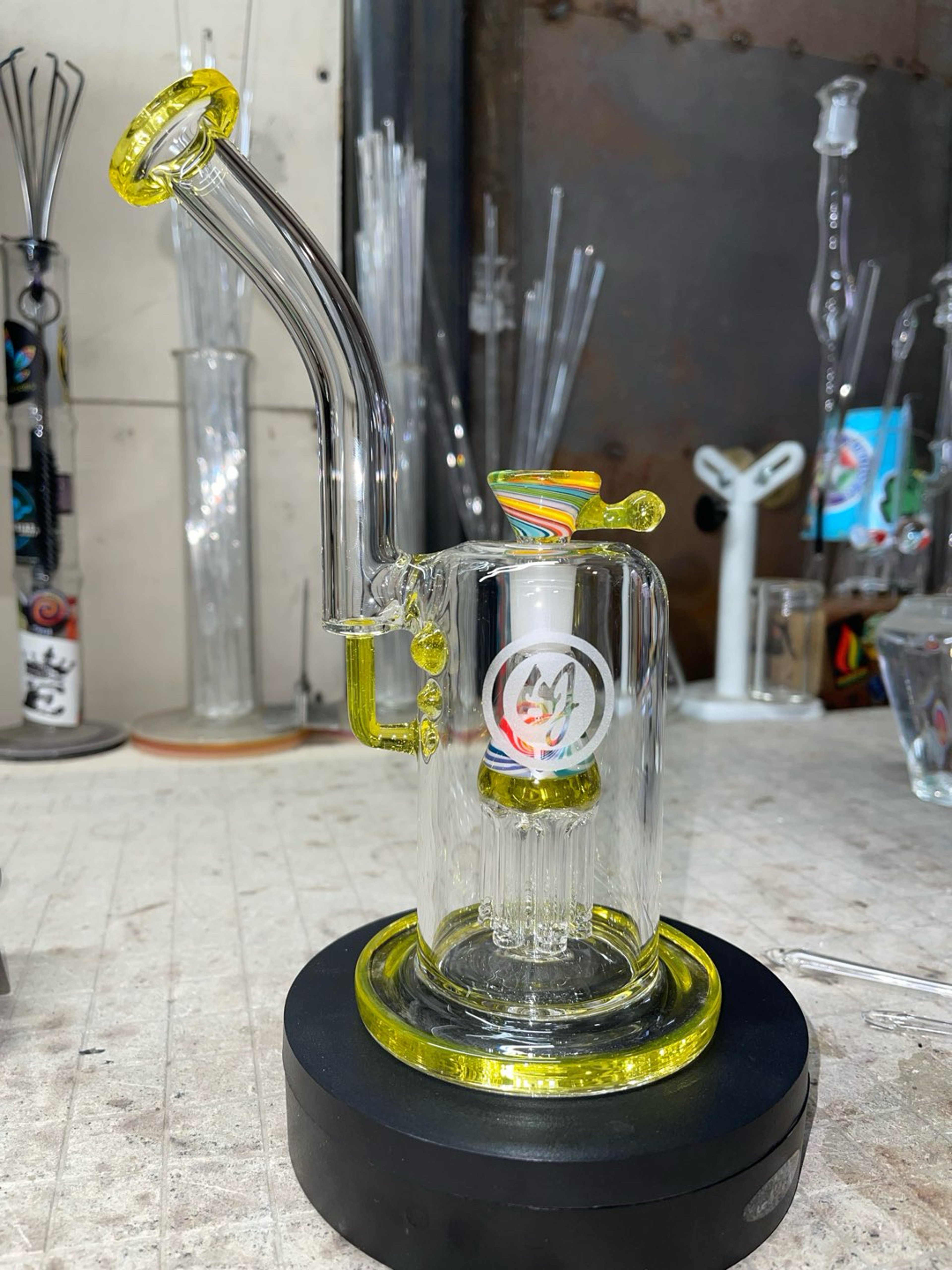 Preview pic of Terps cfl color, 6 arm perc, 9.25” tall 14mm 2 holes slide