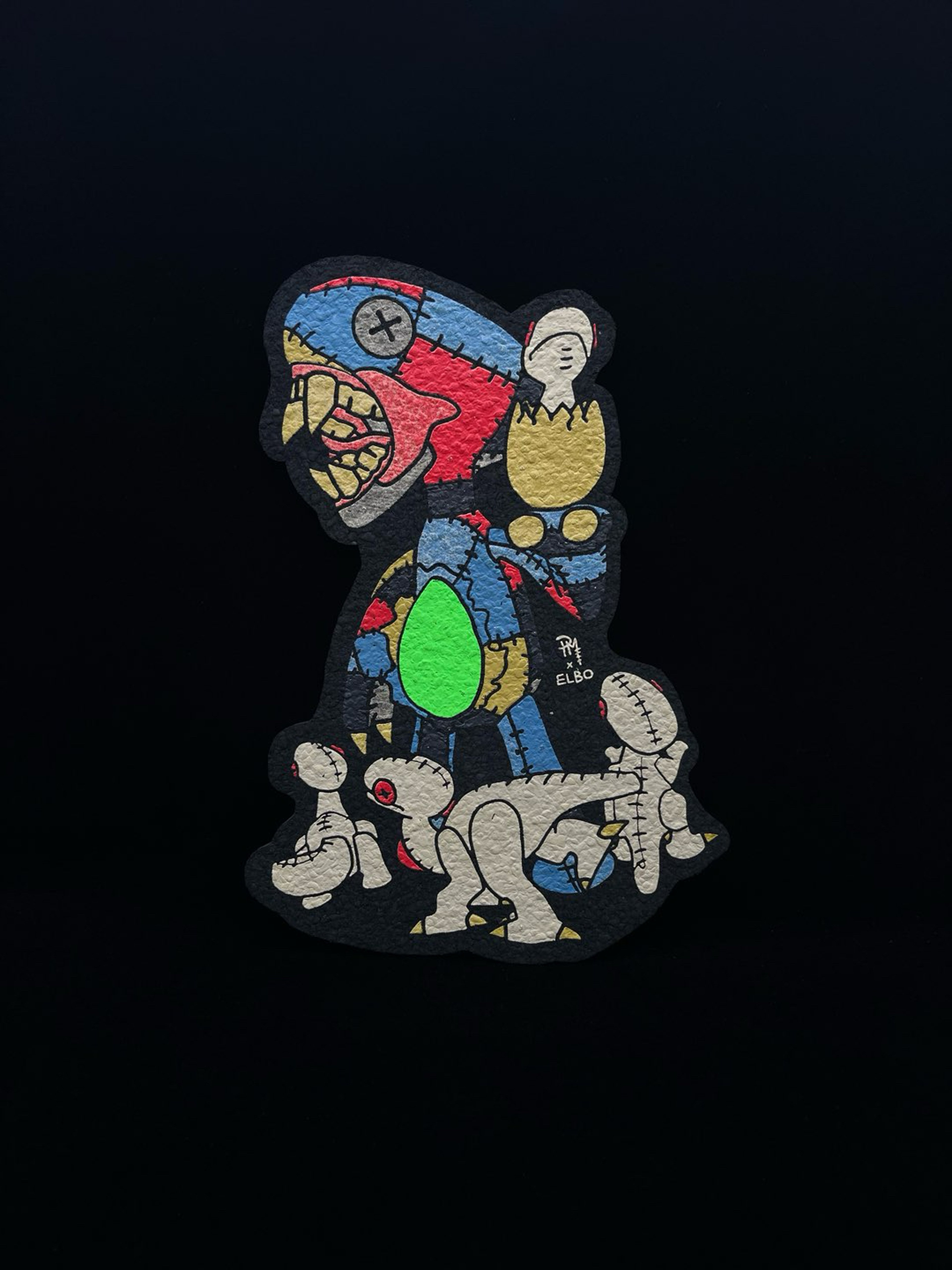 Preview pic of le100 Patchwork Dino Mat by Muller Glass x Elbo Glass x Moodmats