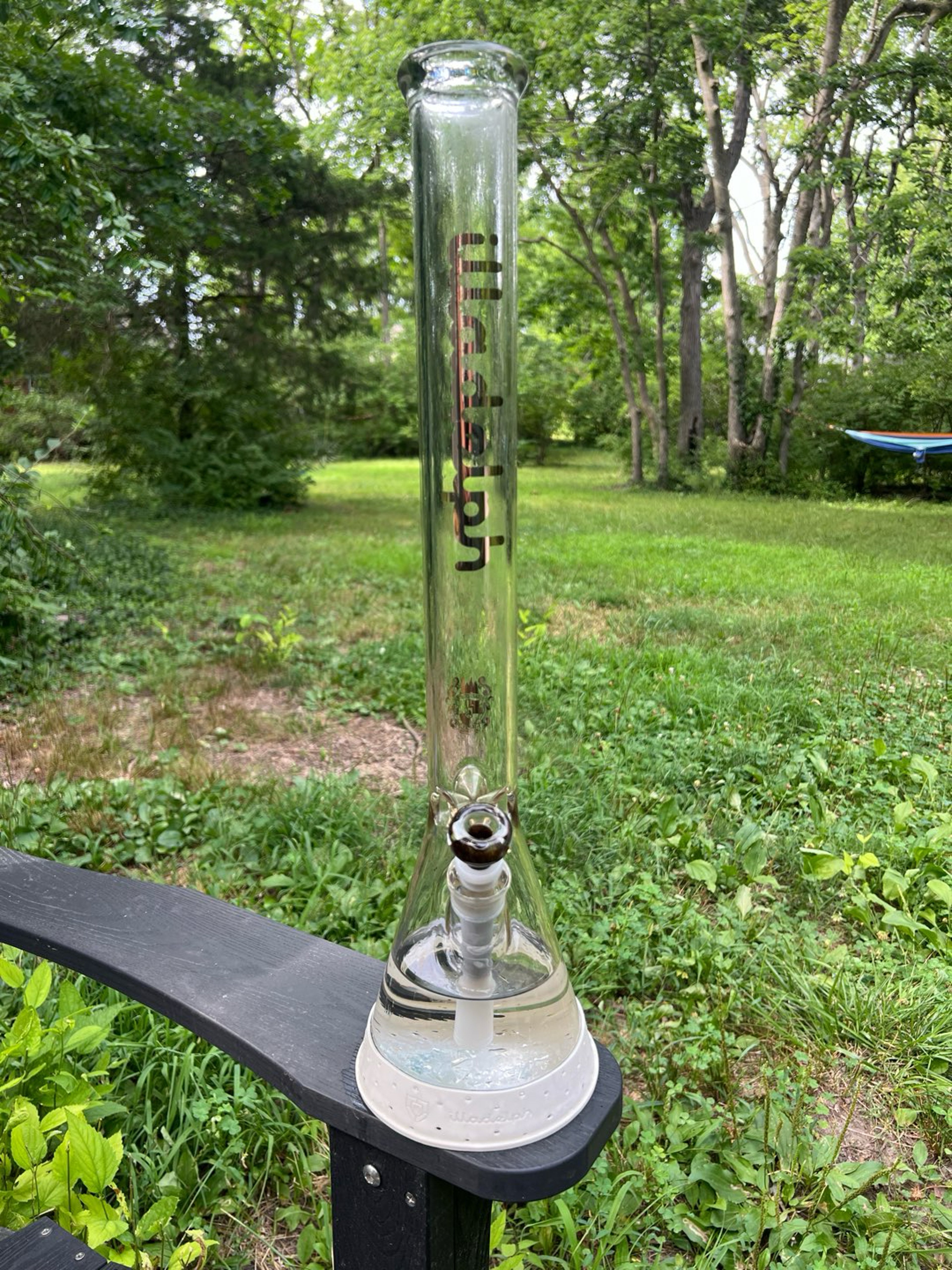 Preview pic of Illadelph 22” Gold Label Tall Beaker w/ Matching Slide + OG White Downstem (Box Included)