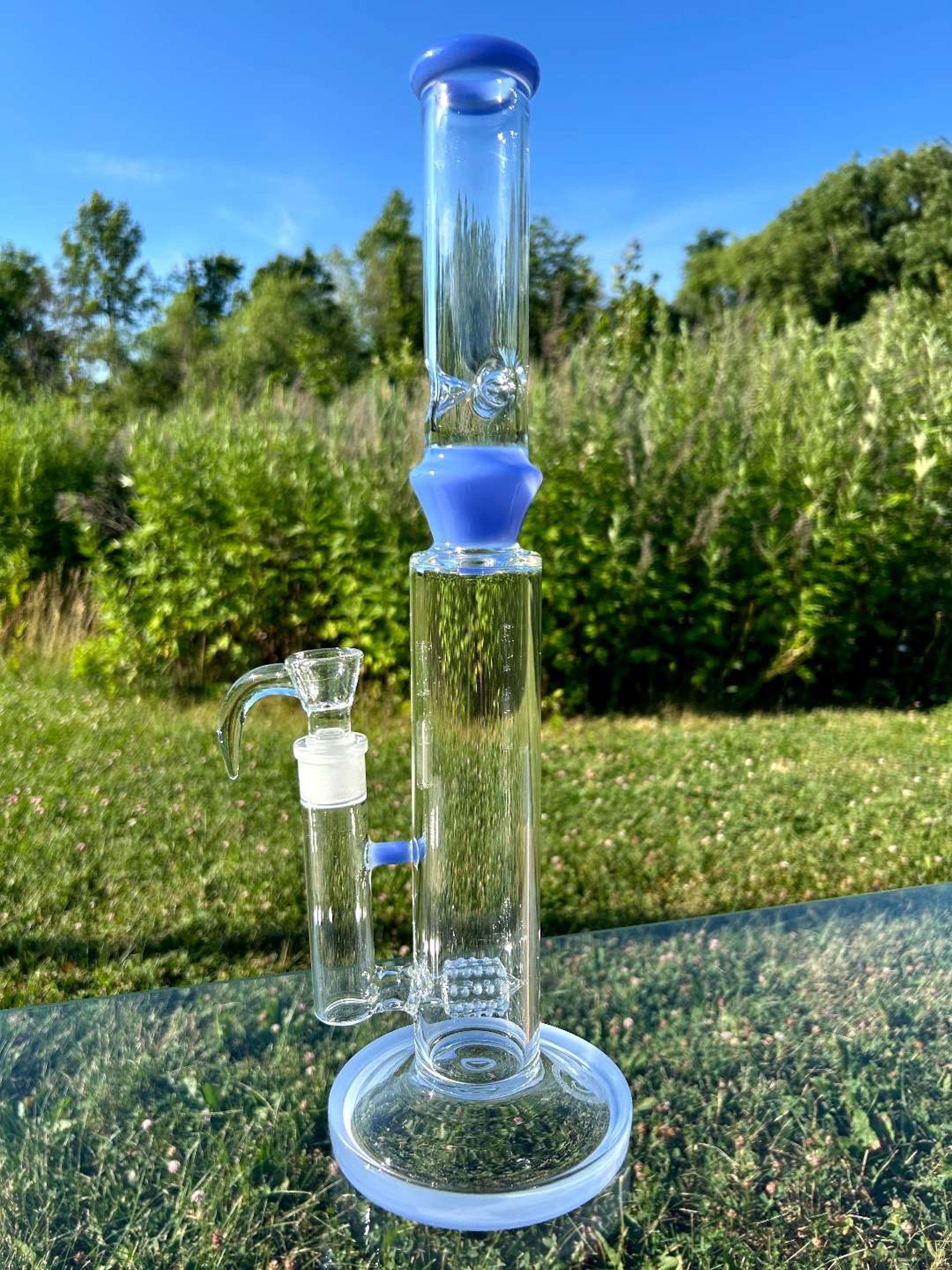 Preview pic of Greek Glass Kingstem Perc w/ Splash Guard