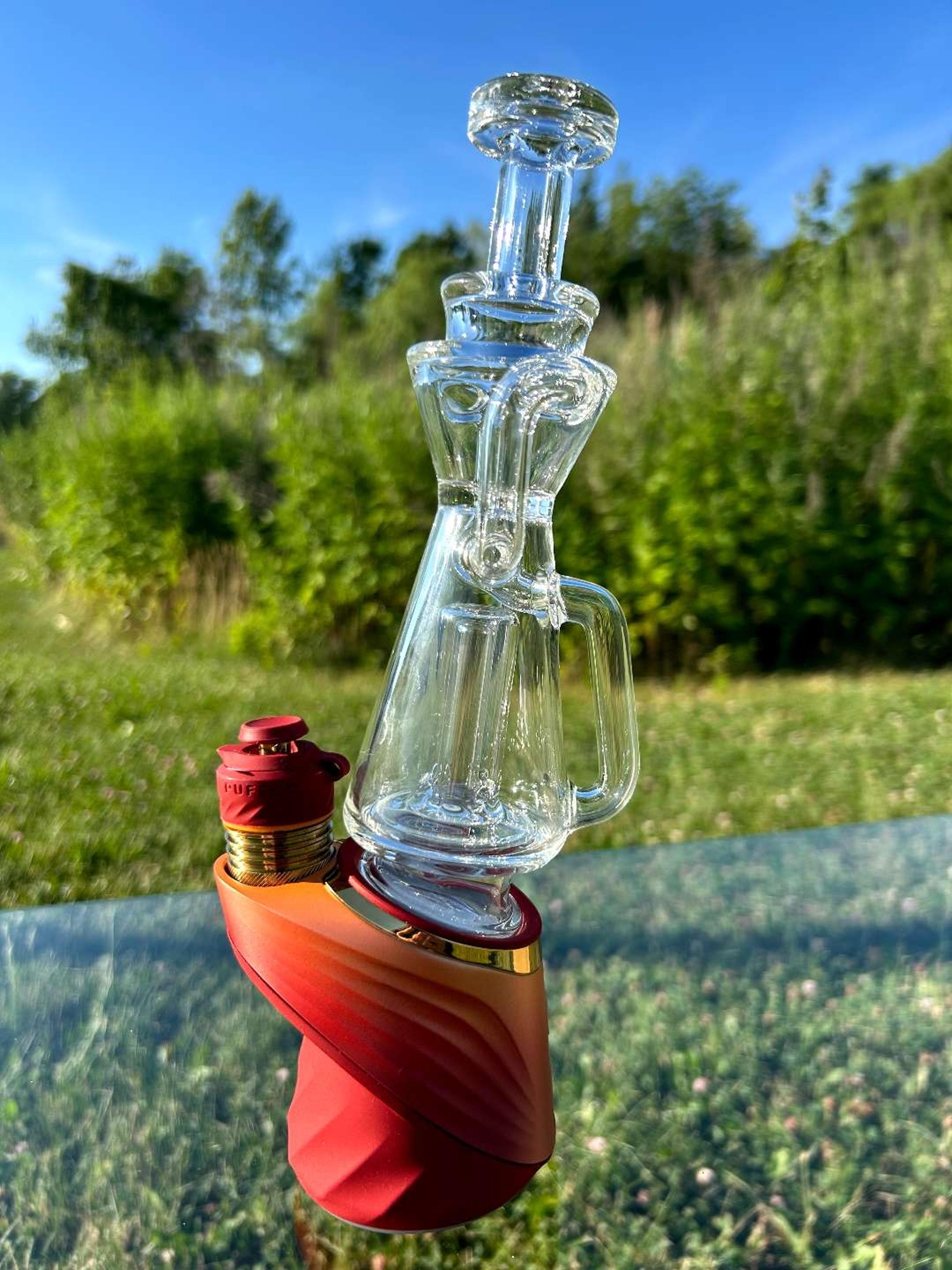 Preview pic of Greek Glass Puffco Dual Uptake Recycler