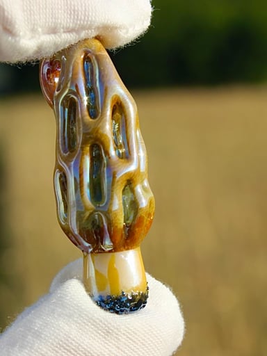 Preview pic of Morel Mushroom Pendant with Caramel Fumed Finish 2