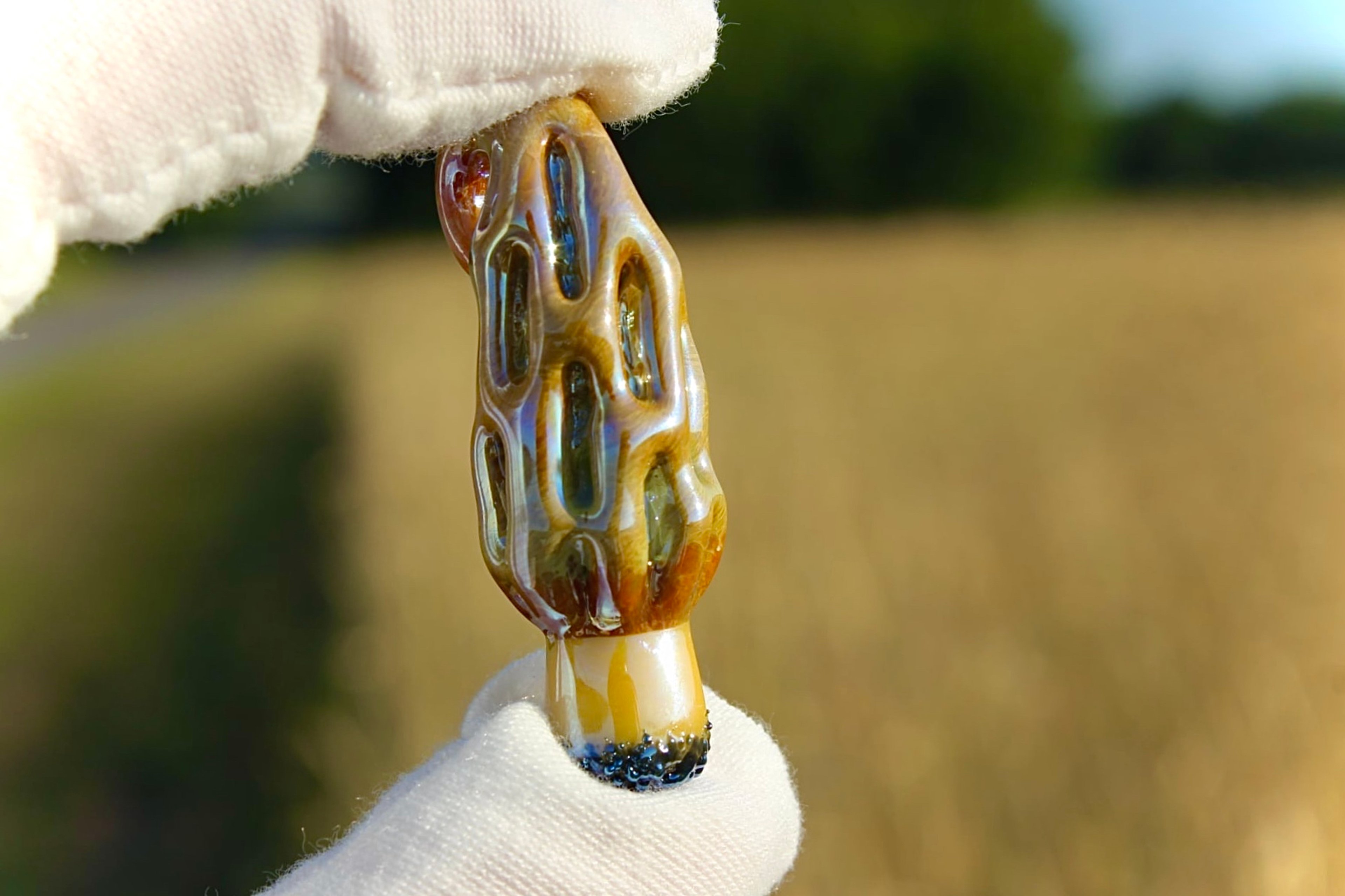 Preview pic of Morel Mushroom Pendant with Caramel Fumed Finish 2